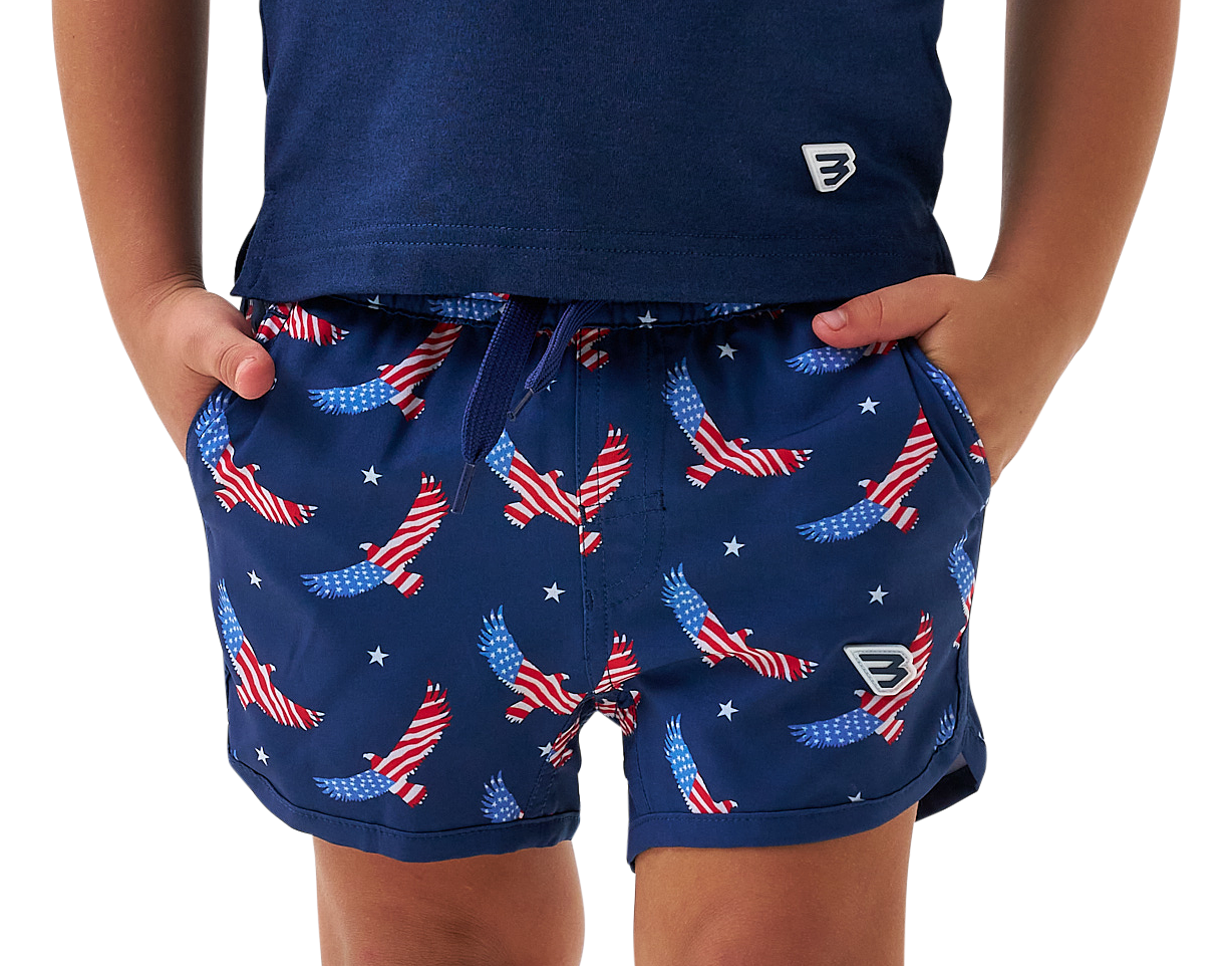 Image of BURLEBO Swim Trunks for Kids - USA Eagle