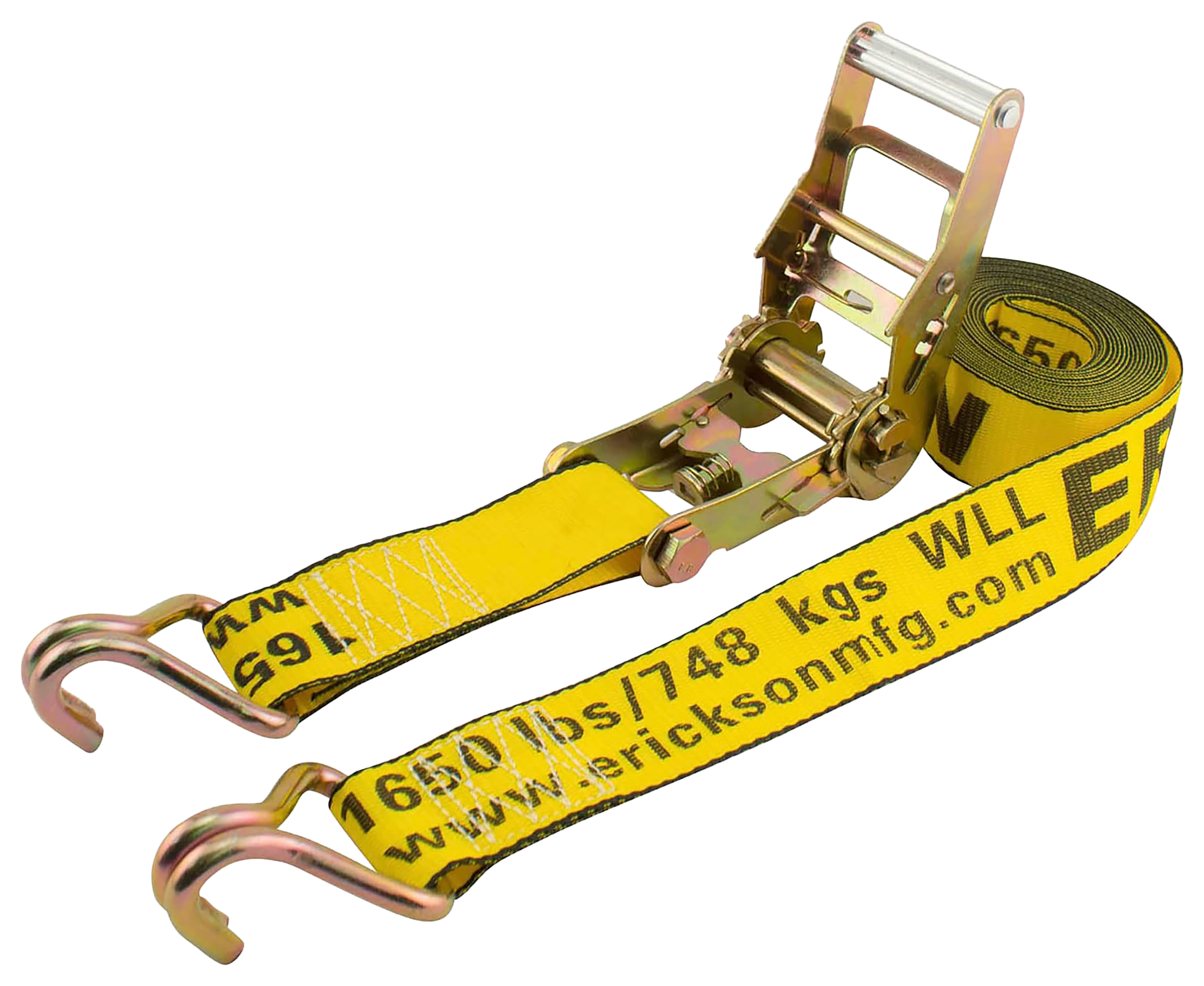 Image of "Erickson 5000-Lb. Ratchet Strap with Double J-Hooks - 15' x 2"""