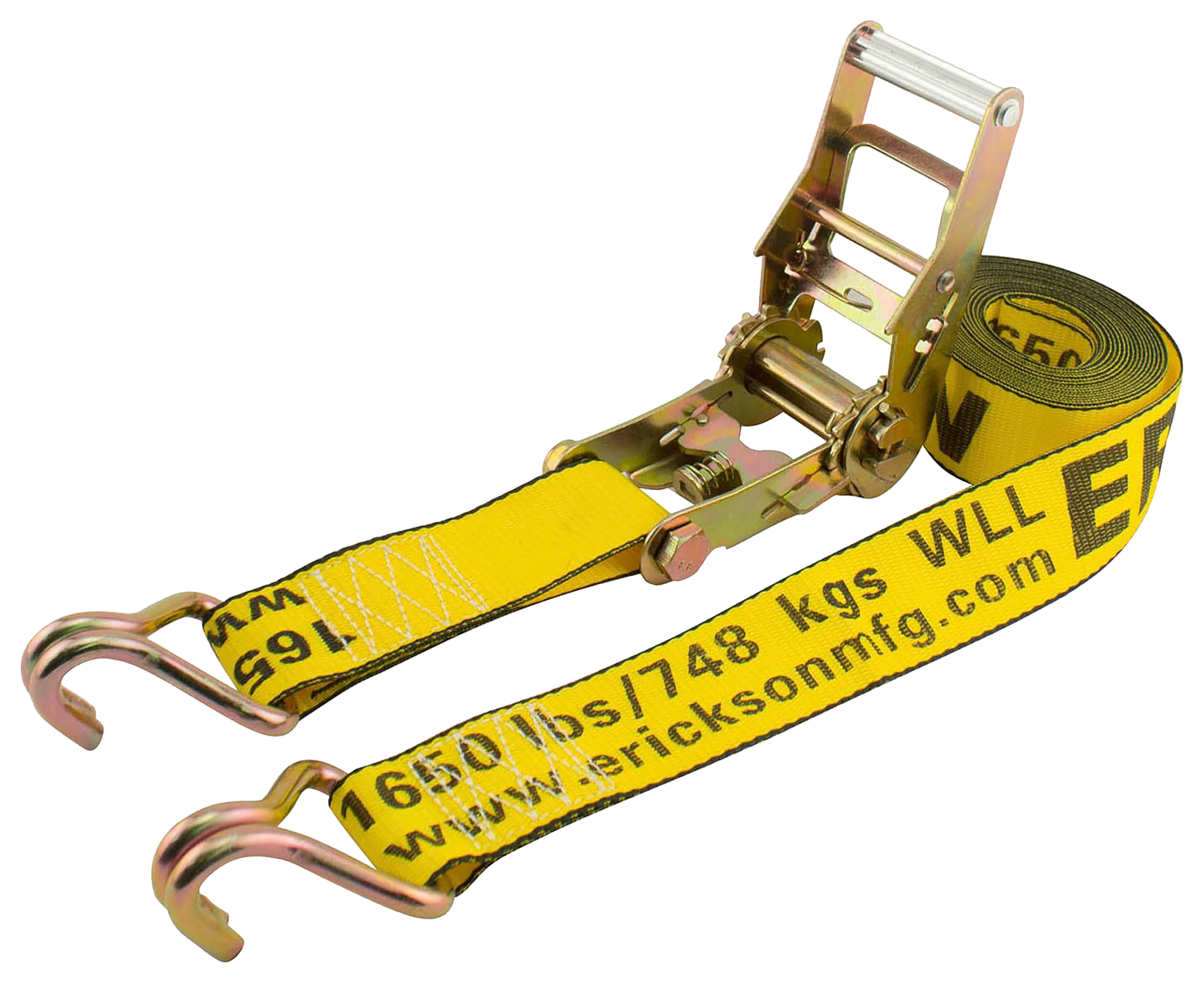Image of "Erickson 5000-Lb. Ratchet Strap with Double J-Hooks - 25' x 2"""