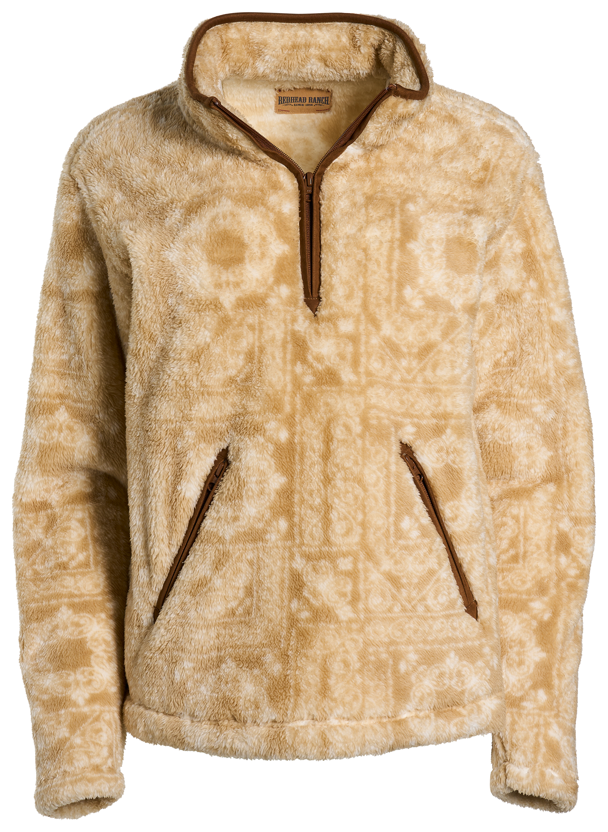 Image of RedHead Ranch Quarter-Zip Sherpa Pullover - Irish Cream Bandana