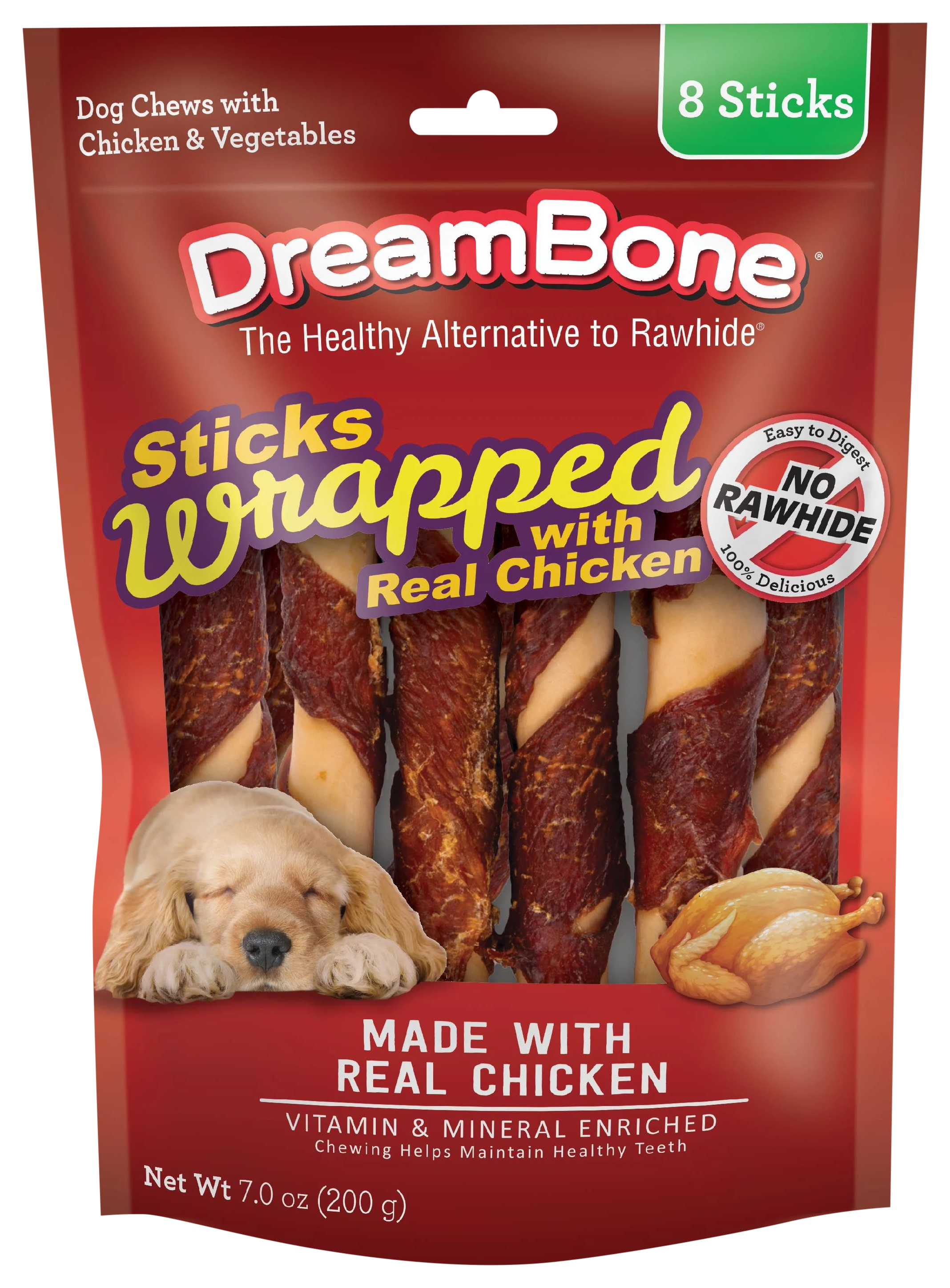 Image of DreamBone Chicken Wrapped Sticks Dog Treats