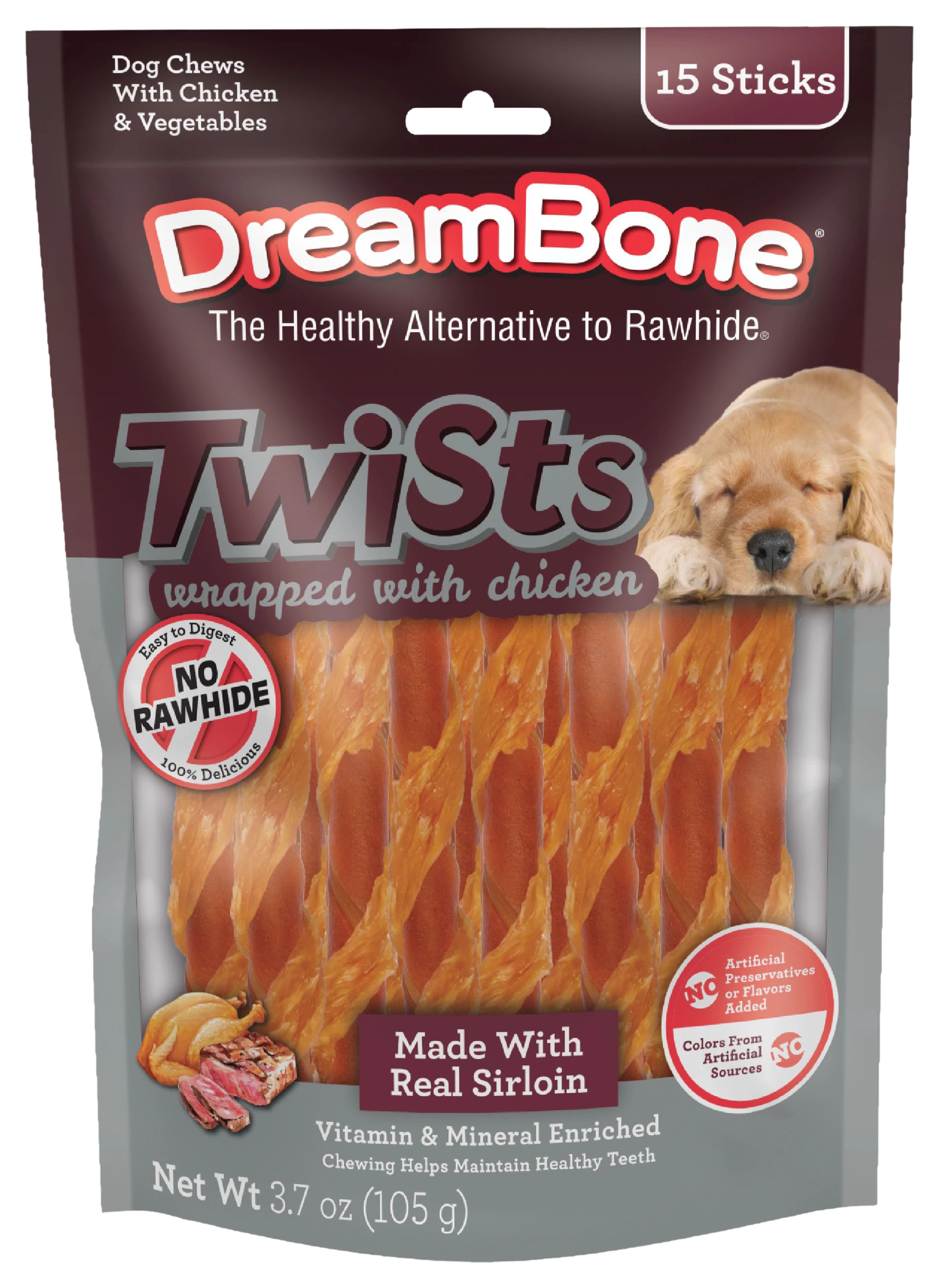 Image of DreamBone Chicken Wrapped Sirloin Twists Dog Treats