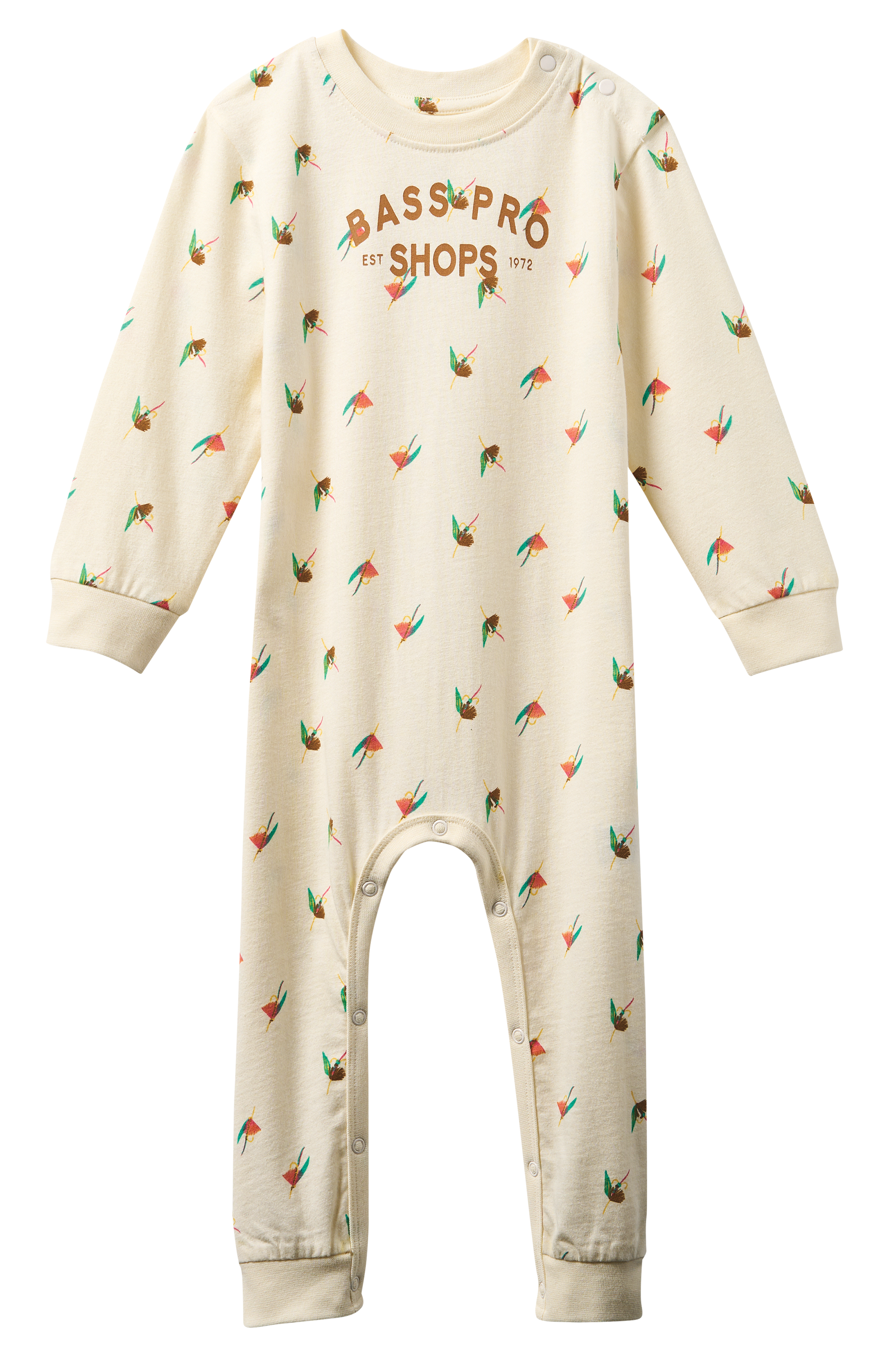 Image of Bass Pro Shops Est. '72 Fly Print Long-Sleeve Bodysuit for Babies - Fly Print