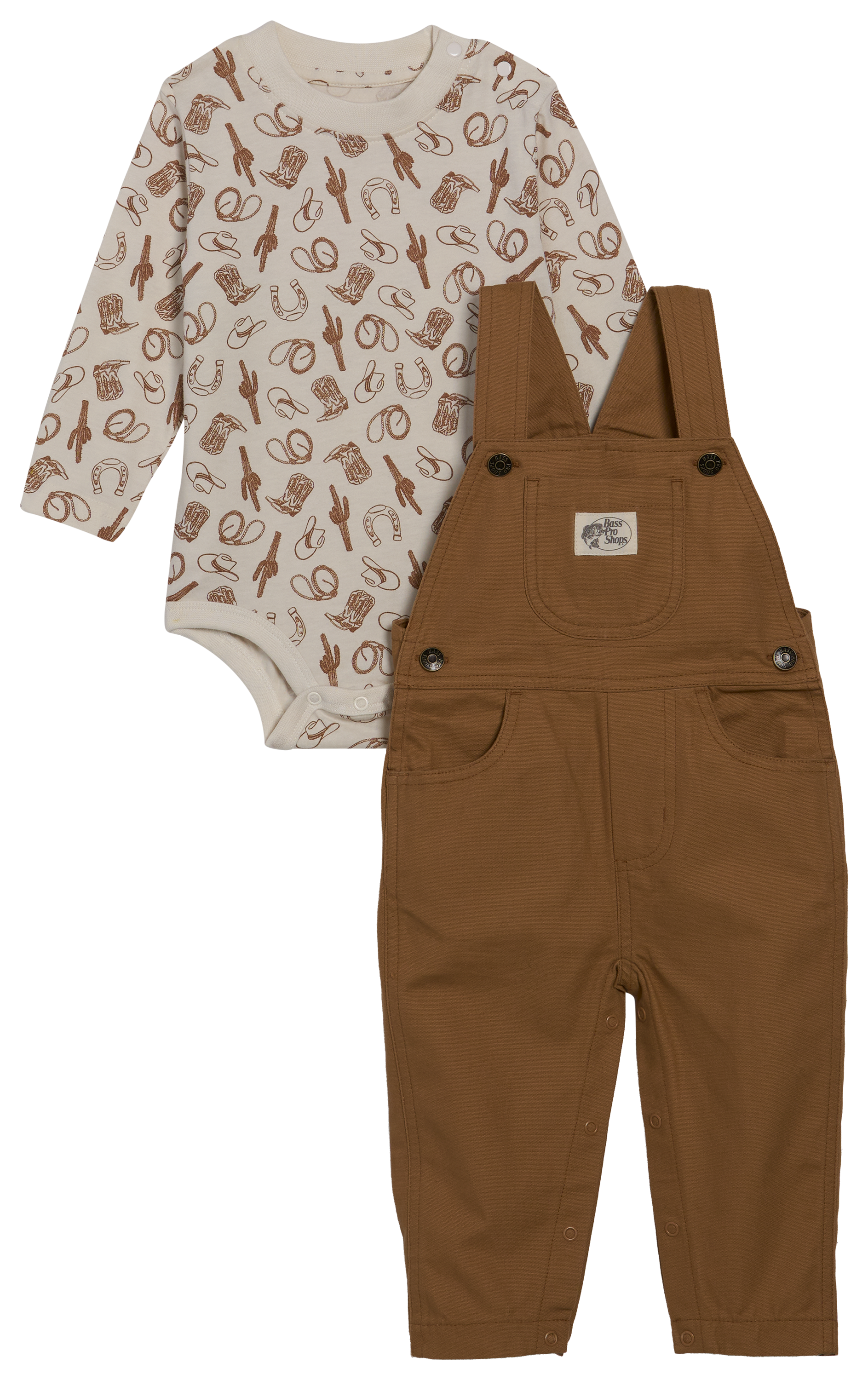Bass Pro Shops Bass Pro Shops Overalls and Long-Sleeve Bodysuit Set for Babies - Chipmunk - $29.99 at Bass Pro Shops
