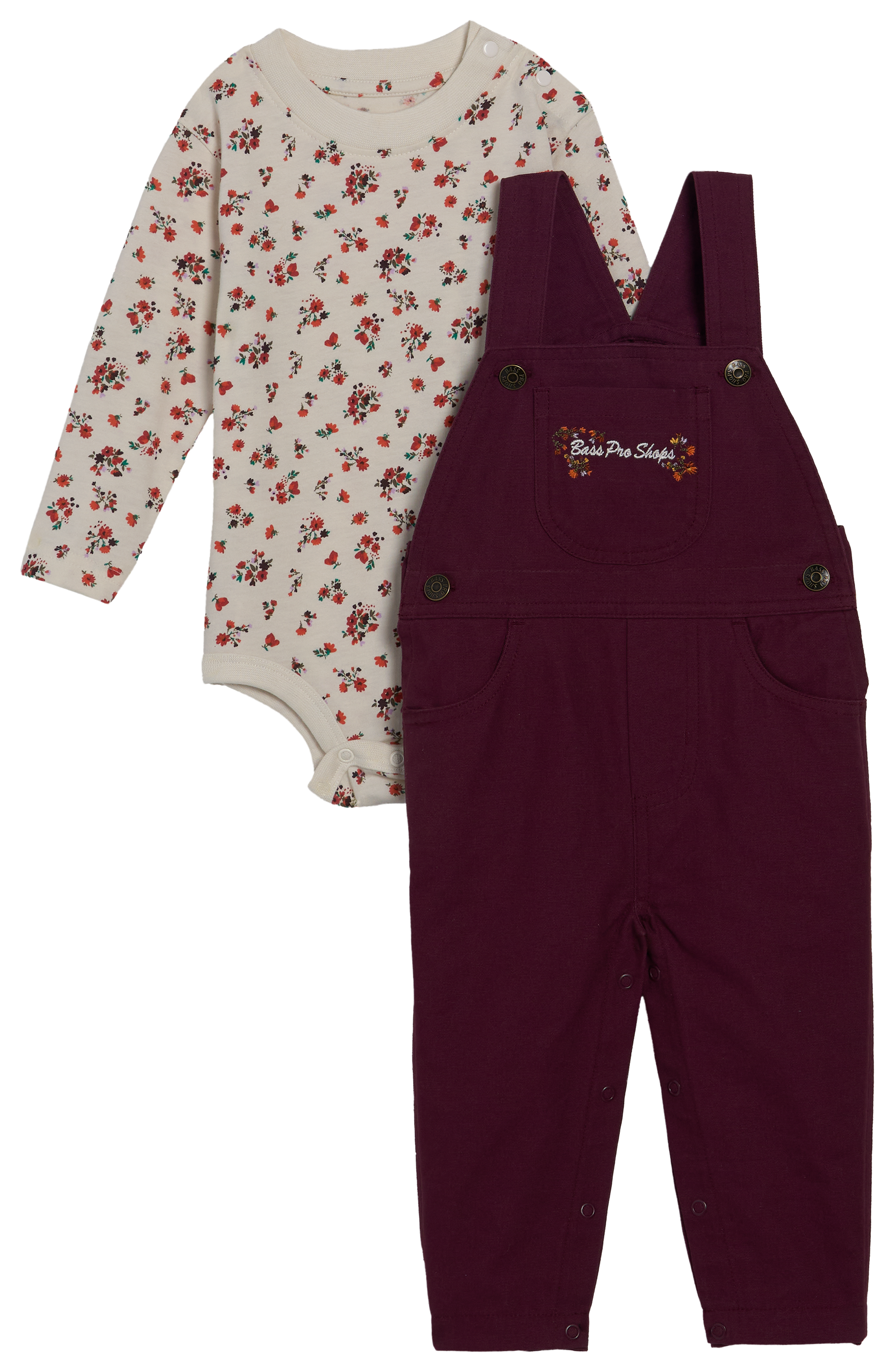 Image of Bass Pro Shops Overalls and Long-Sleeve Bodysuit Set for Babies - Fig