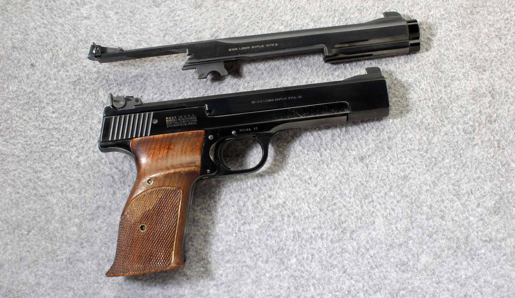 Image of Smith & Wesson ~ Model 41 with 5 In. & 7 3/8 In. Bbls. ~ .22 LR