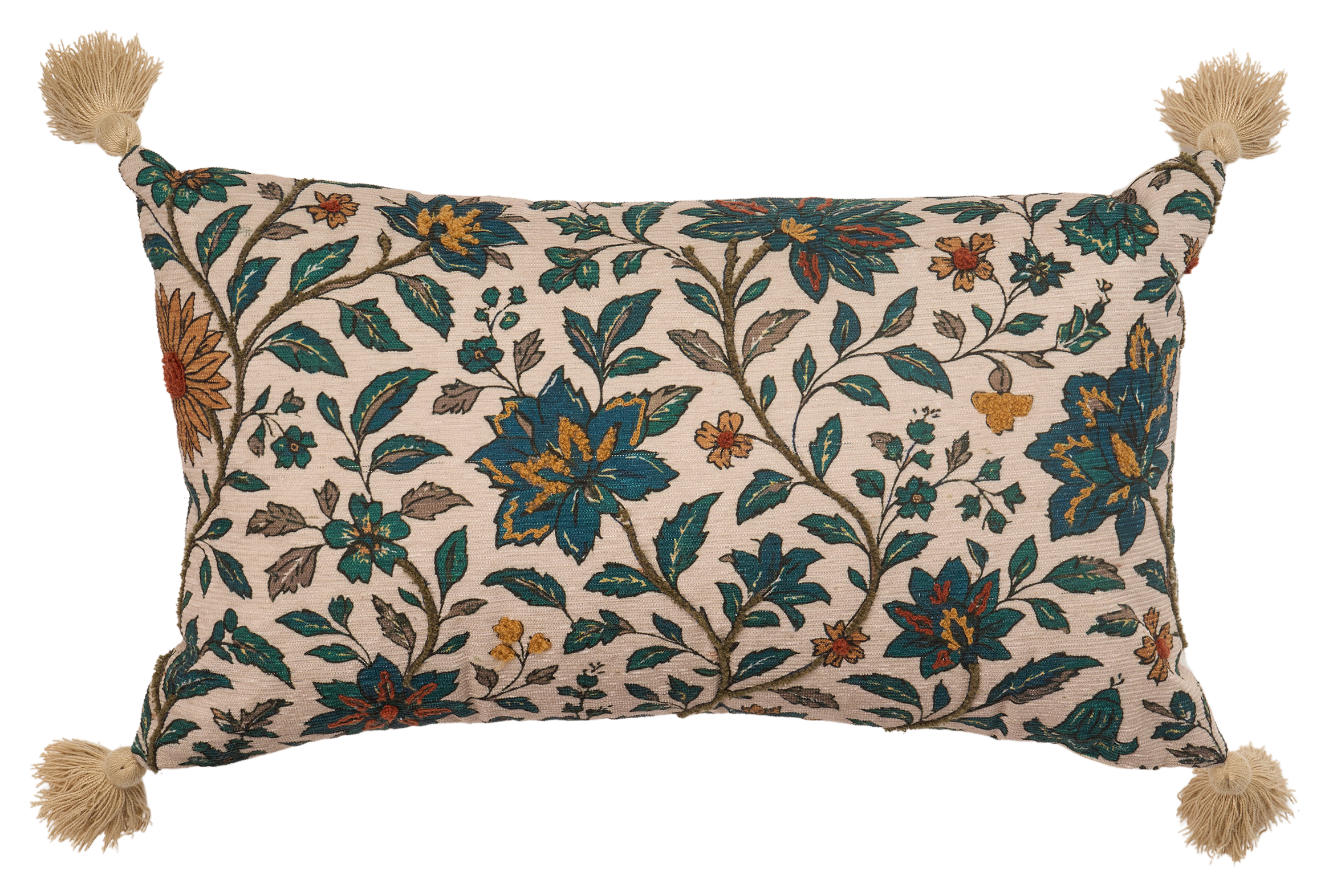 WHITE RIVER HOME Floral Embroidered Lumbar Pillow