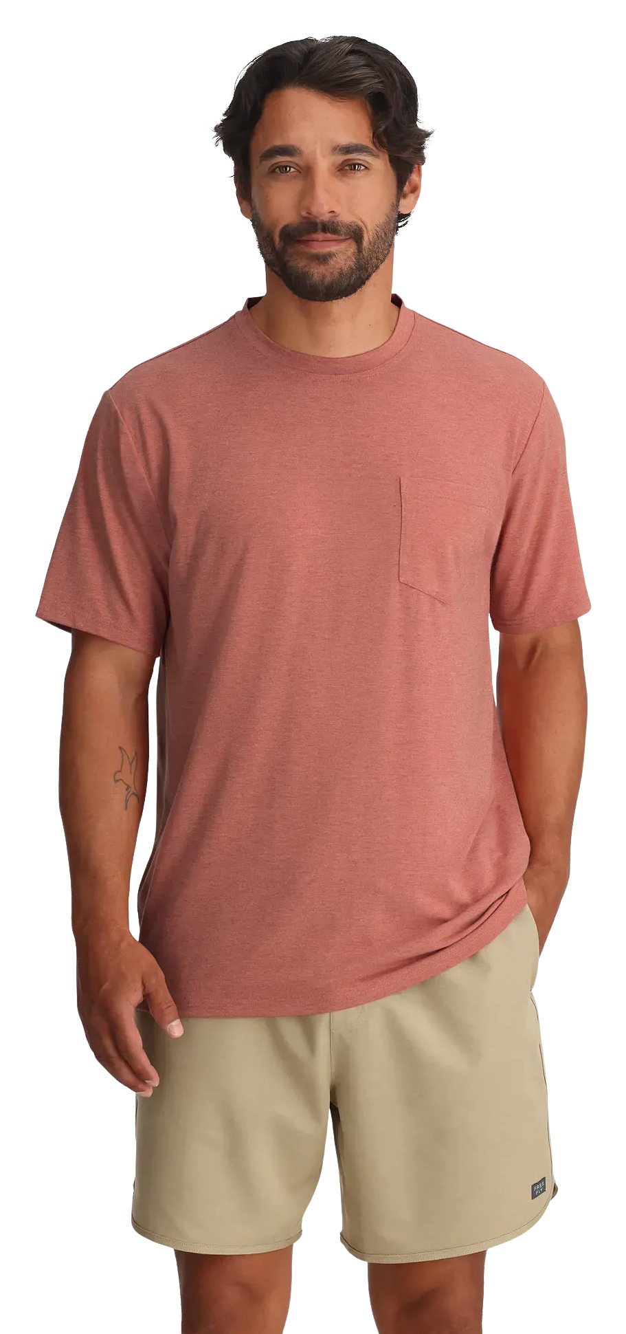 Image of Free Fly Bamboo Flex Pocket Short-Sleeve T-Shirt - Heather Red Clay