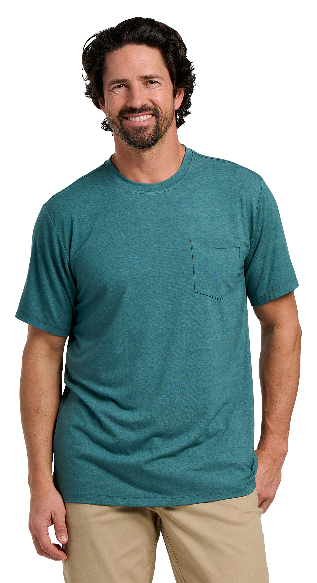 Image of Free Fly Bamboo Flex Pocket Short-Sleeve T-Shirt - Heather Sea Pine