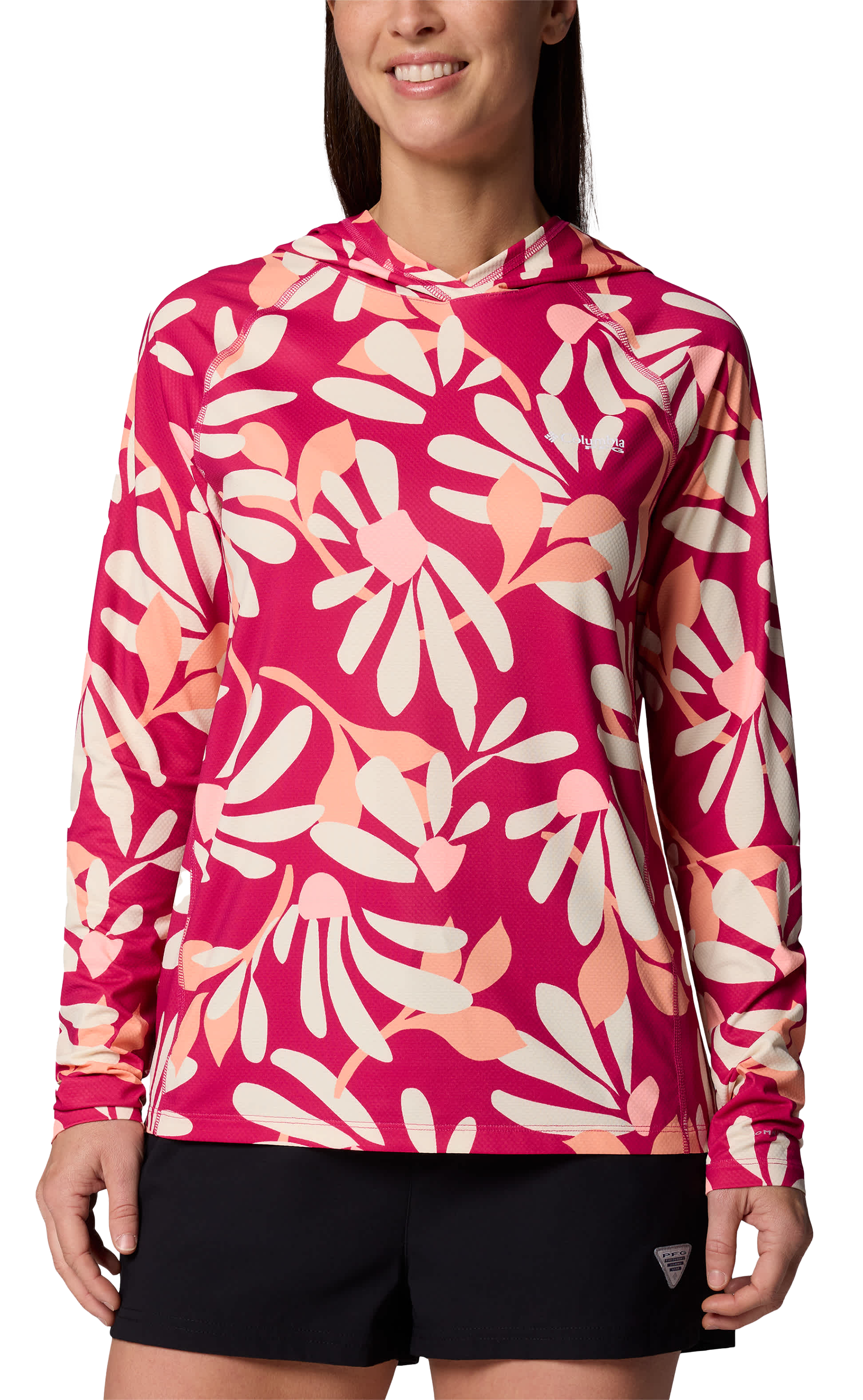 Image of Columbia PFG Super Solar Stream II Hoodie - Guava Pink/Petals