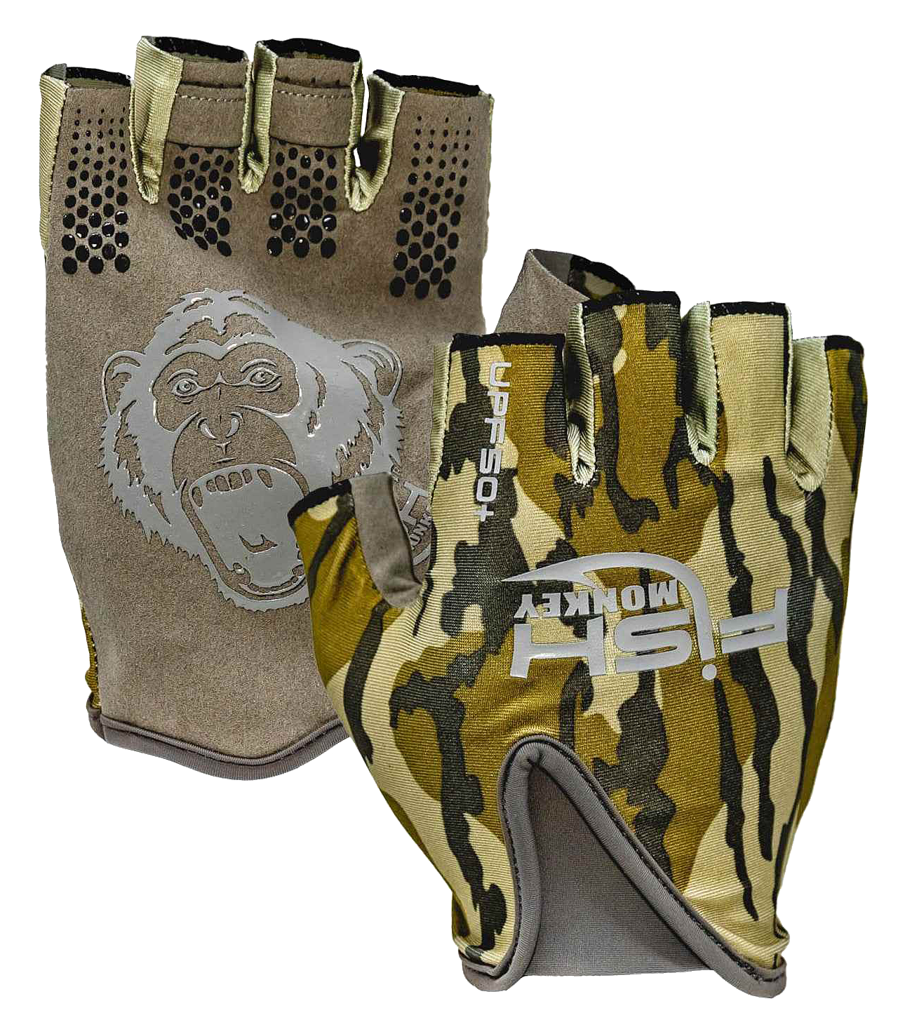 Image of Fish Monkey Stubby Guide Gloves - Mossy Oak Bottomland - S