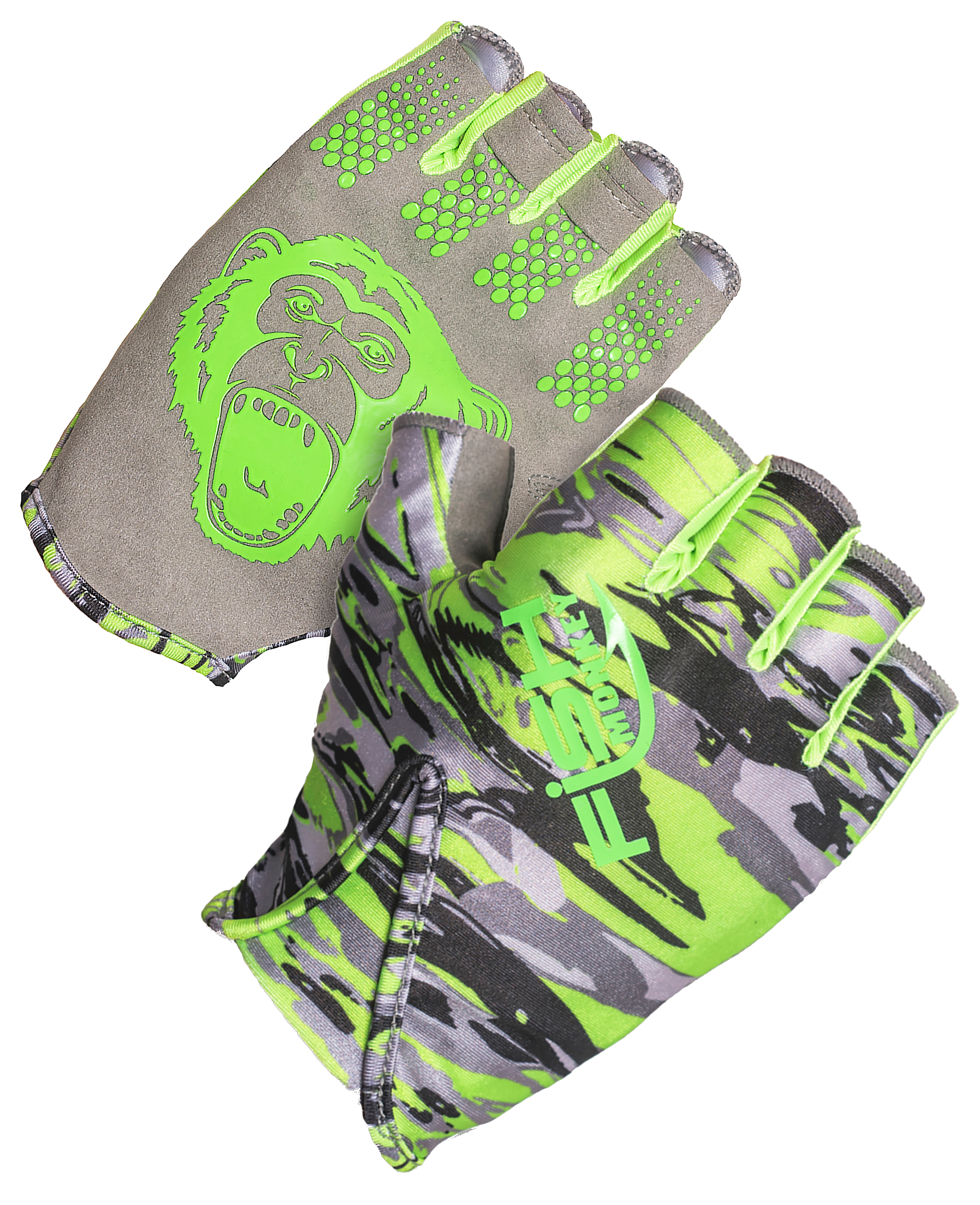 Image of Fish Monkey Stubby Guide Gloves - Voodoo Swamp Green - S