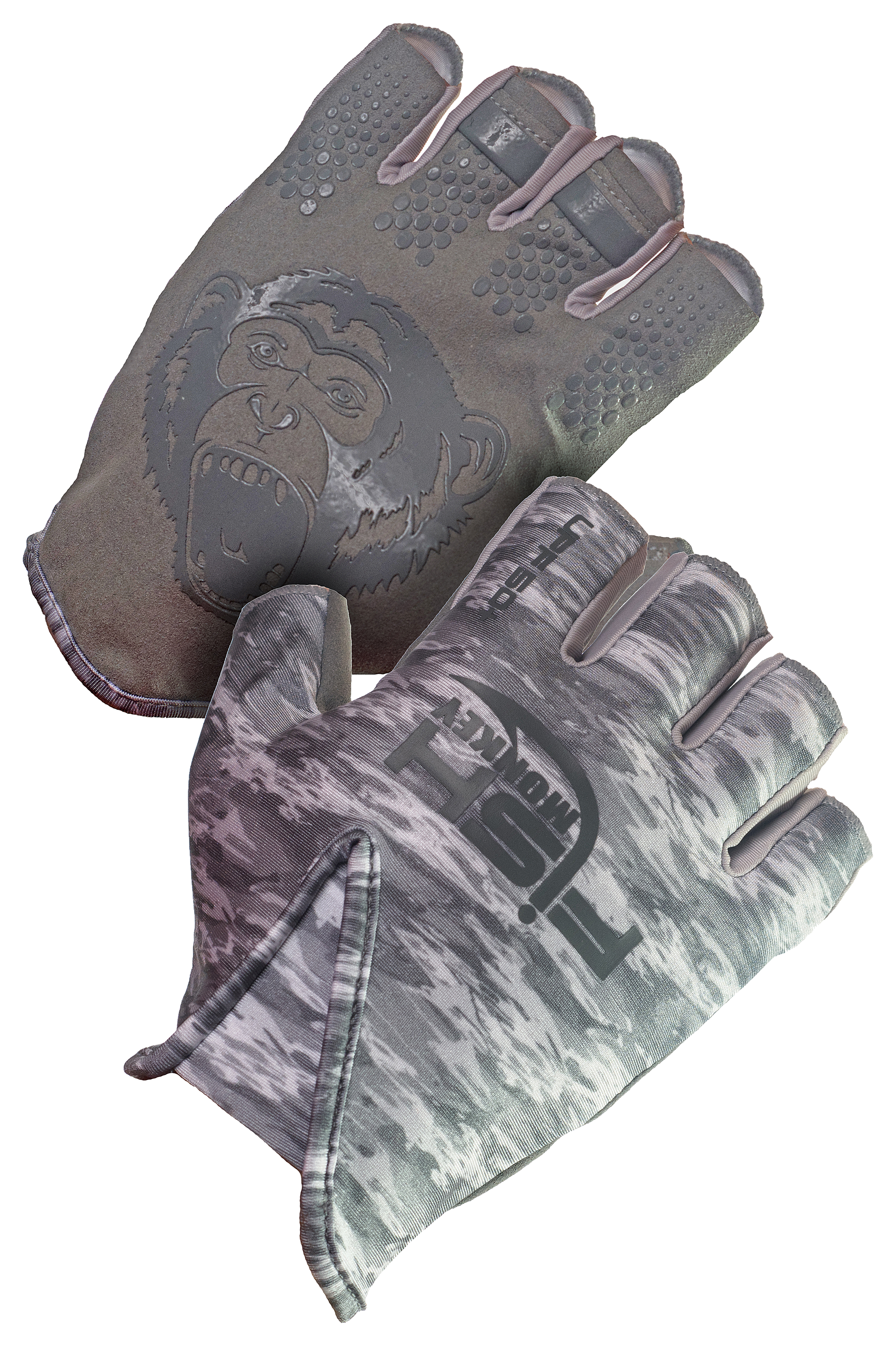 Image of Fish Monkey Stubby Guide Gloves - Grey Water Camo - XXL