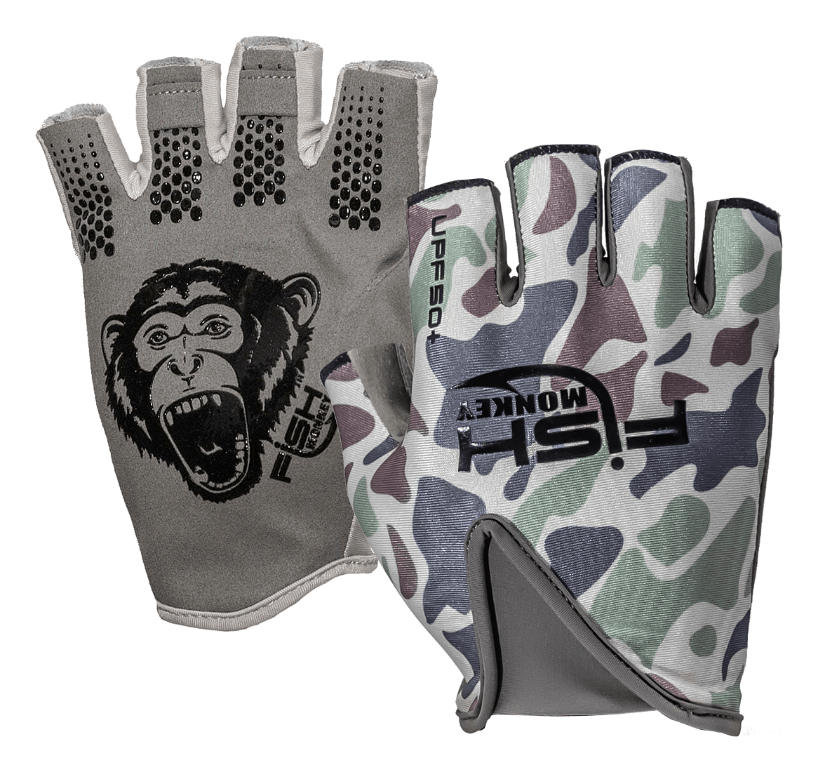Image of Fish Monkey Stubby Guide Gloves - Old School Camo Beige - M