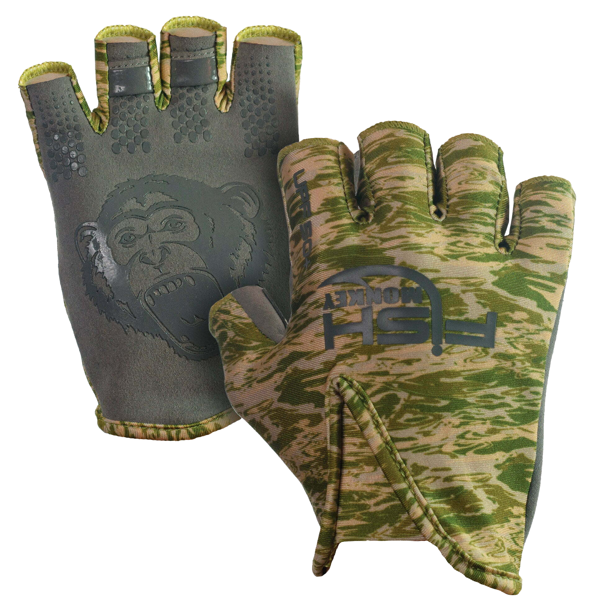 Image of Fish Monkey Stubby Guide Gloves - Green Water Camo - L