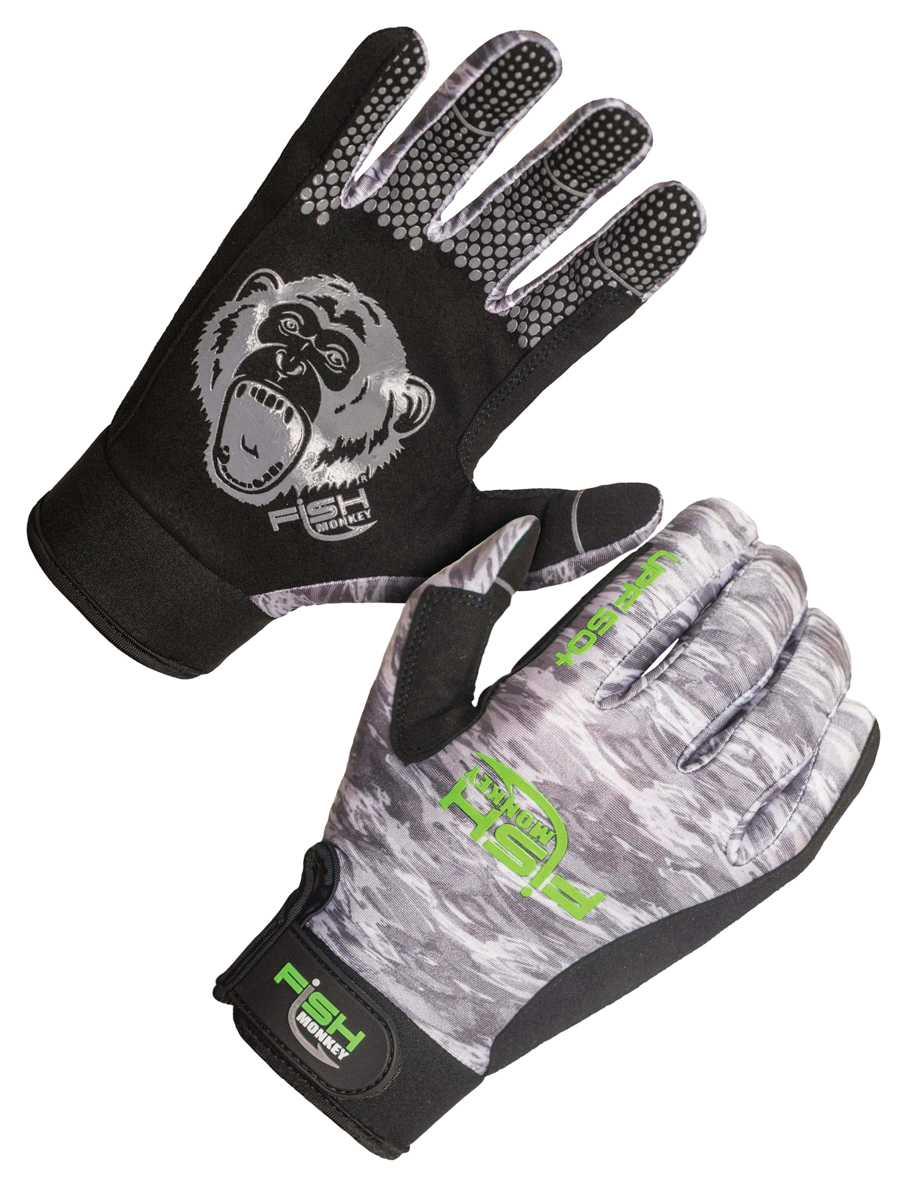 Image of Fish Monkey Free Style Fishing Gloves - Grey Water Camo - M