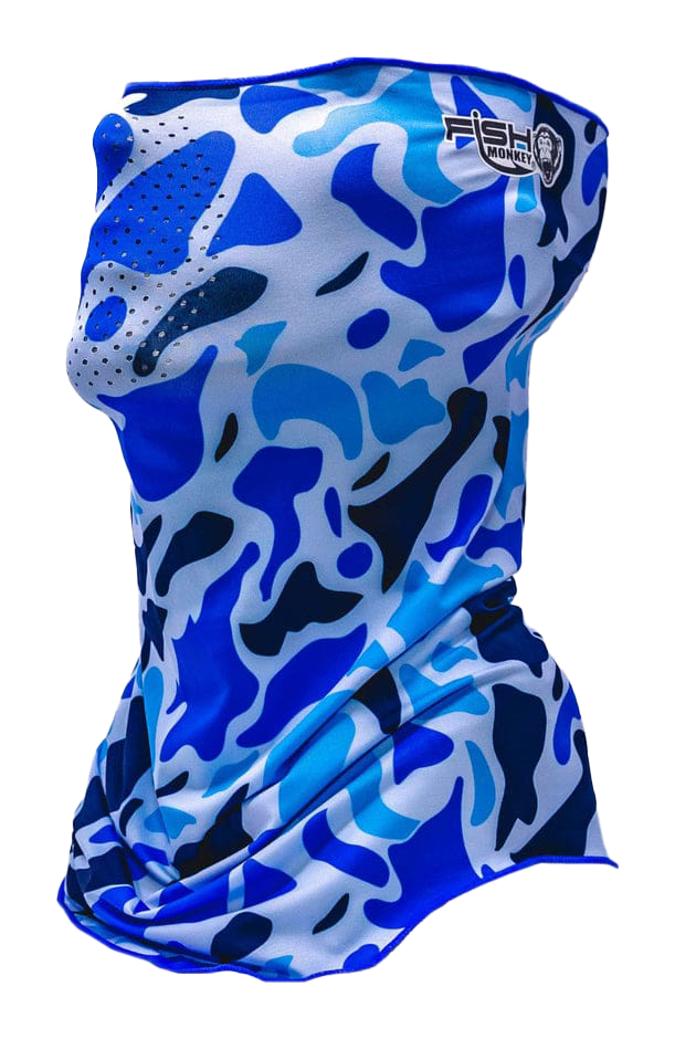 Image of Fish Monkey Flare Performance Face Guard - Old School Camo Blue