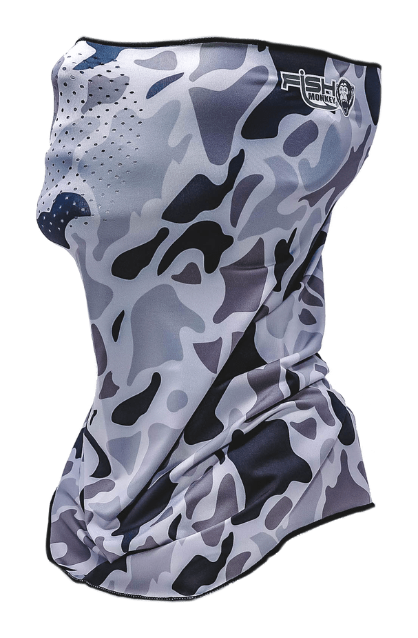 Image of Fish Monkey Flare Performance Face Guard - Old School Camo Grey
