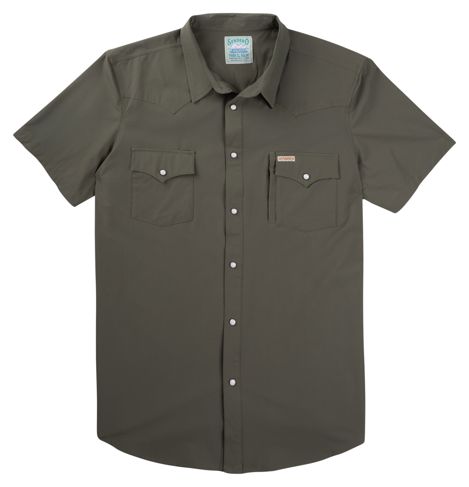 Image of Sendero Confluence Tech Short-Sleeve Button-Down Shirt - Desert Sage