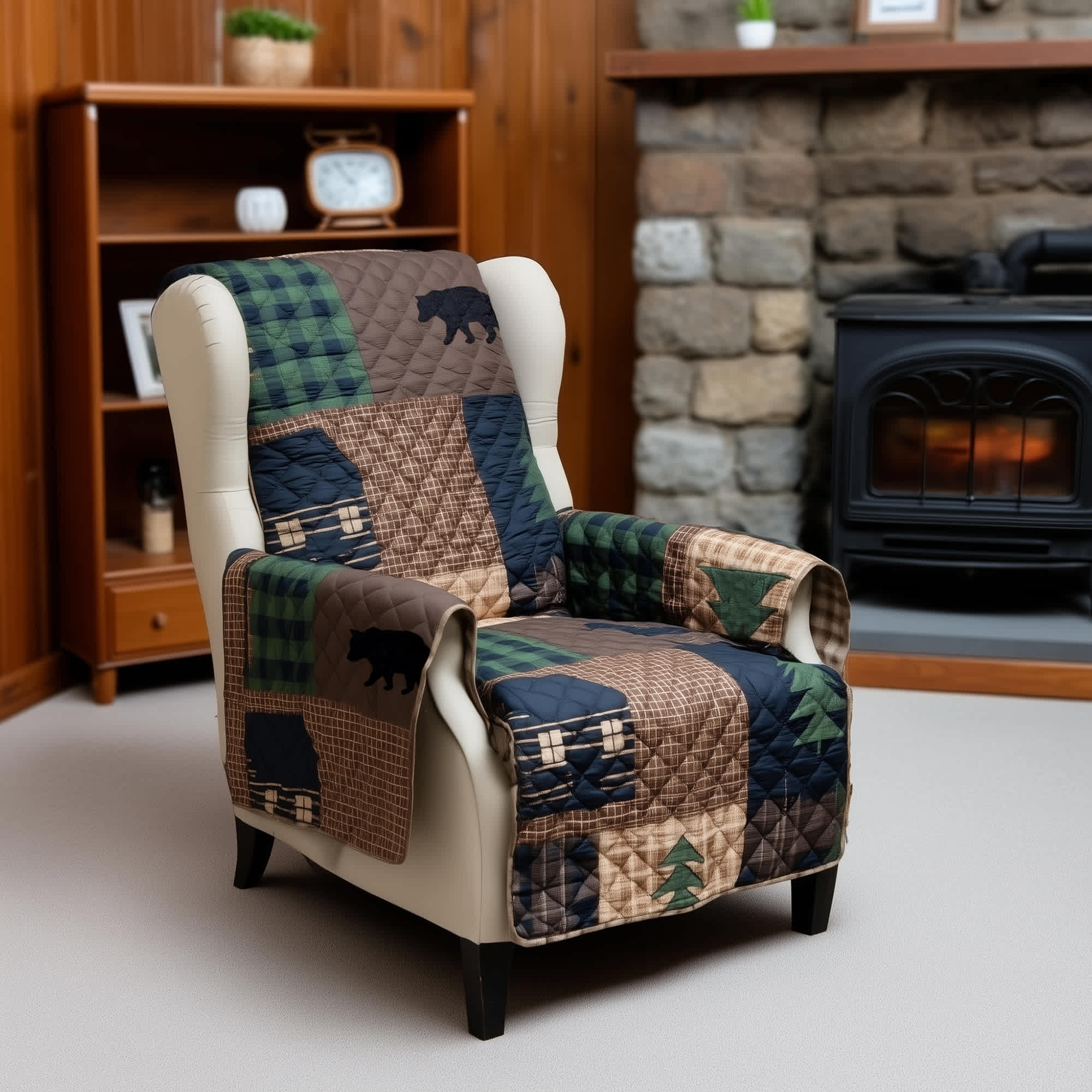 Image of Donna Sharp Brown Bear Cabin Furniture Cover - Chair