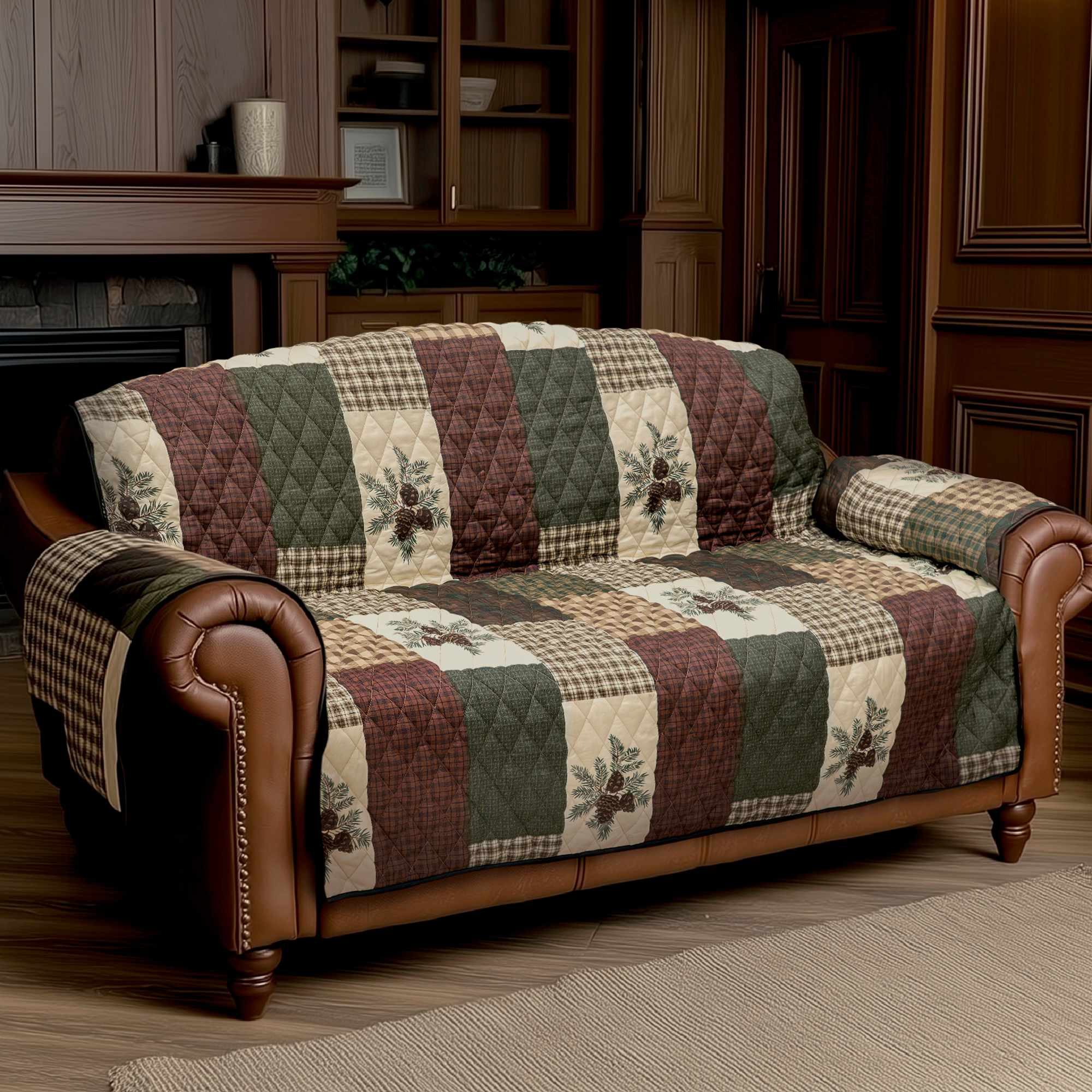 Image of Donna Sharp Pine Panels Furniture Cover - Love Seat