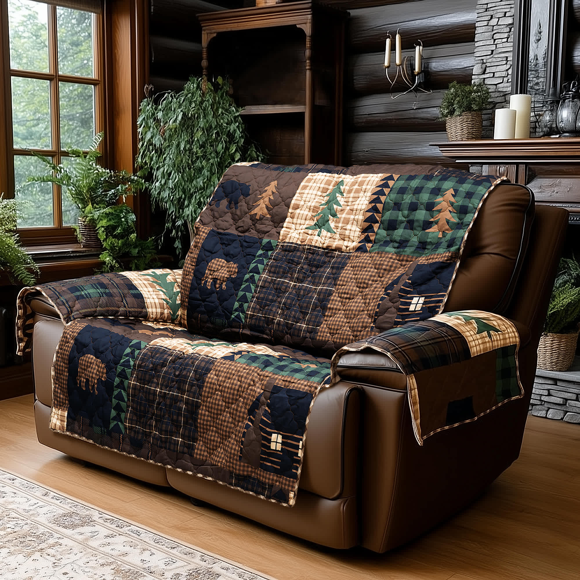 Image of Donna Sharp Brown Bear Cabin Furniture Cover - Love Seat