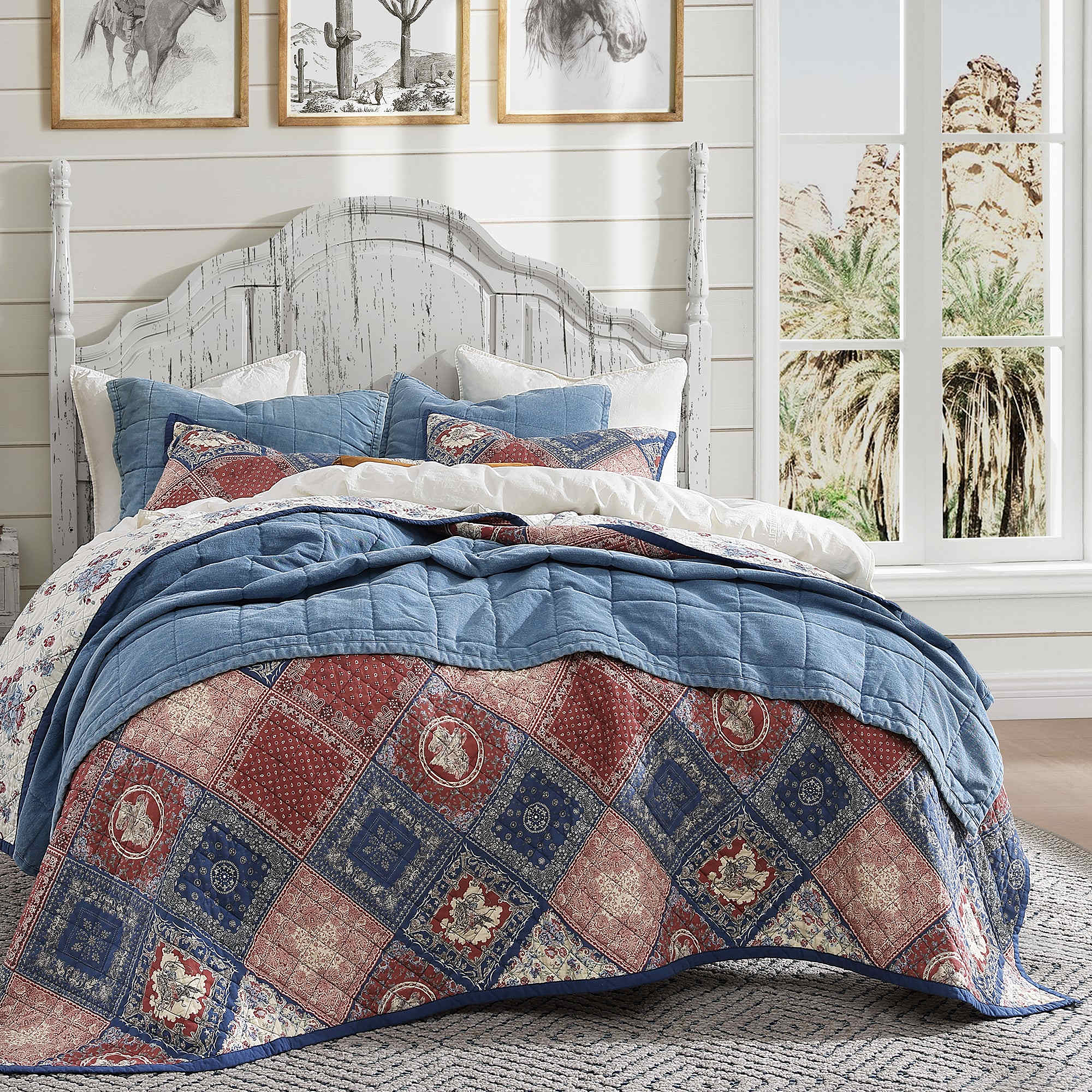Image of HiEnd Accents Patchwork Bandana Reversible Quilt Set - King