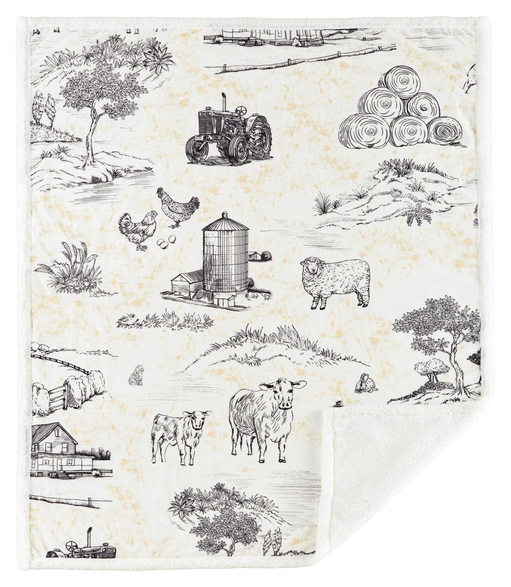 Image of HiEnd Accents Farm Life Campfire Sherpa Throw Blanket