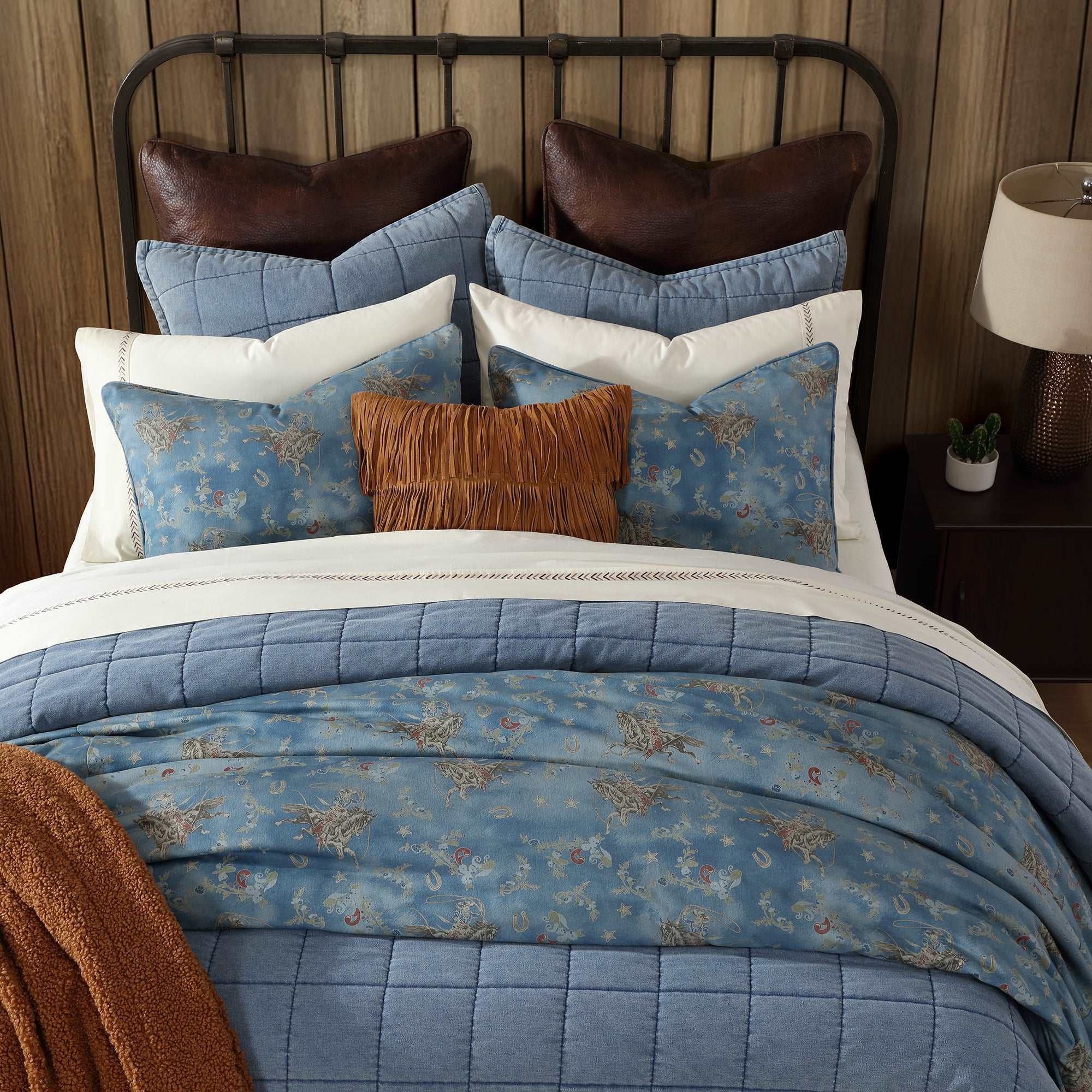 Image of HiEnd Accents Lee Western Washed-Denim Comforter Set - Queen