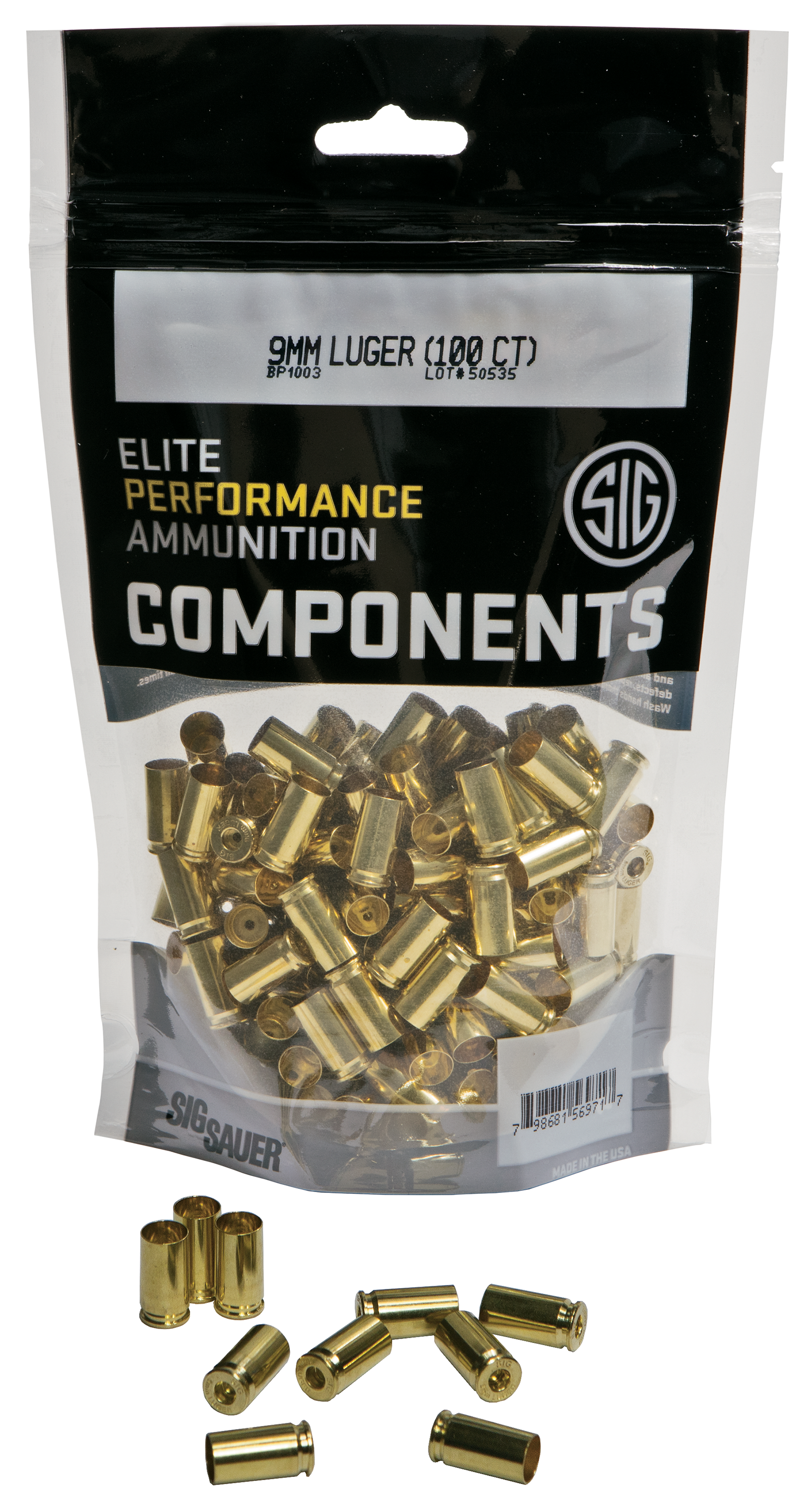 SIG SAUER Unprimed Pistol Brass - 9mm Luger