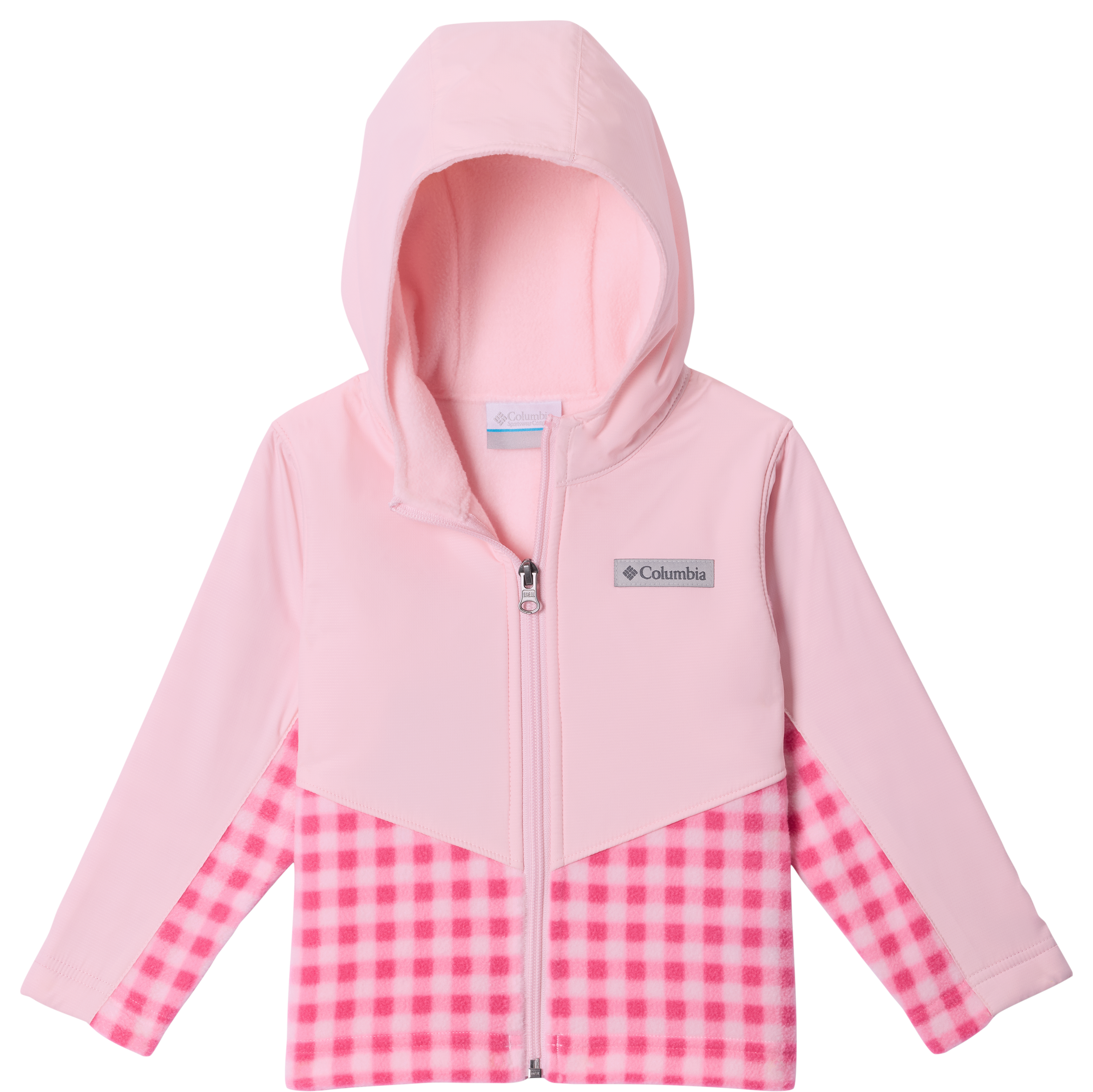 Image of Columbia Steens MT II Overlay Hoodie for Toddlers - Nico Gingham/Satin Pink