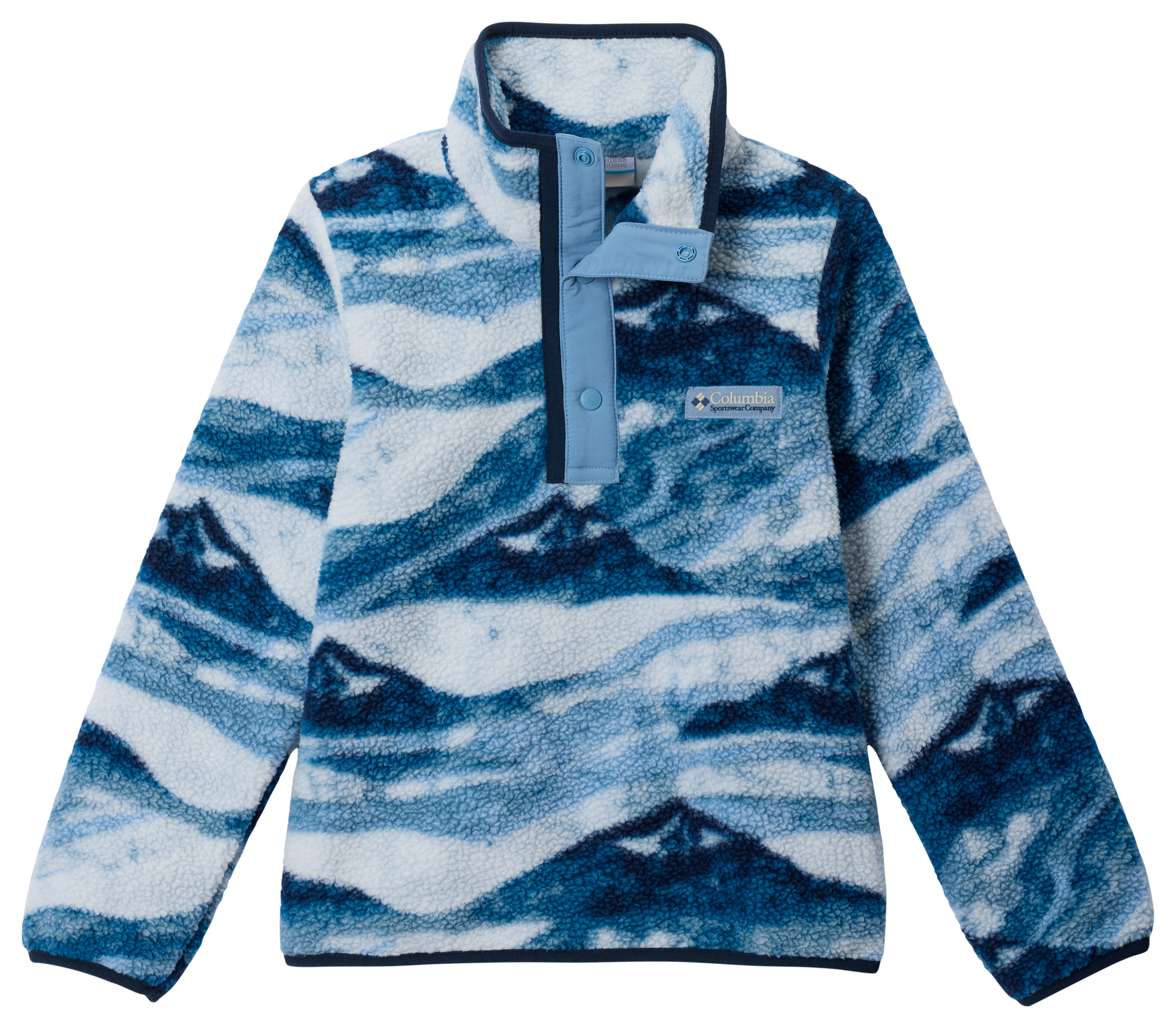 Image of Columbia Helvetia II Printed Fleece Half-Snap Pullover for Kids - Rainy Day Summits Tonal