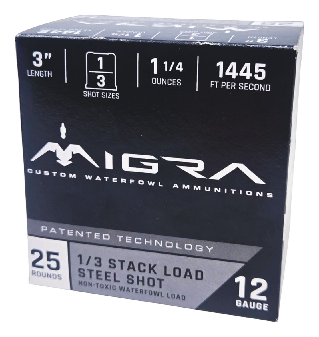 Migra Stack Load 12-Ga. 3″ 1-1/4 oz. Shotshells - 1/3 - 1445 - 250 Rounds - Migra Ammo