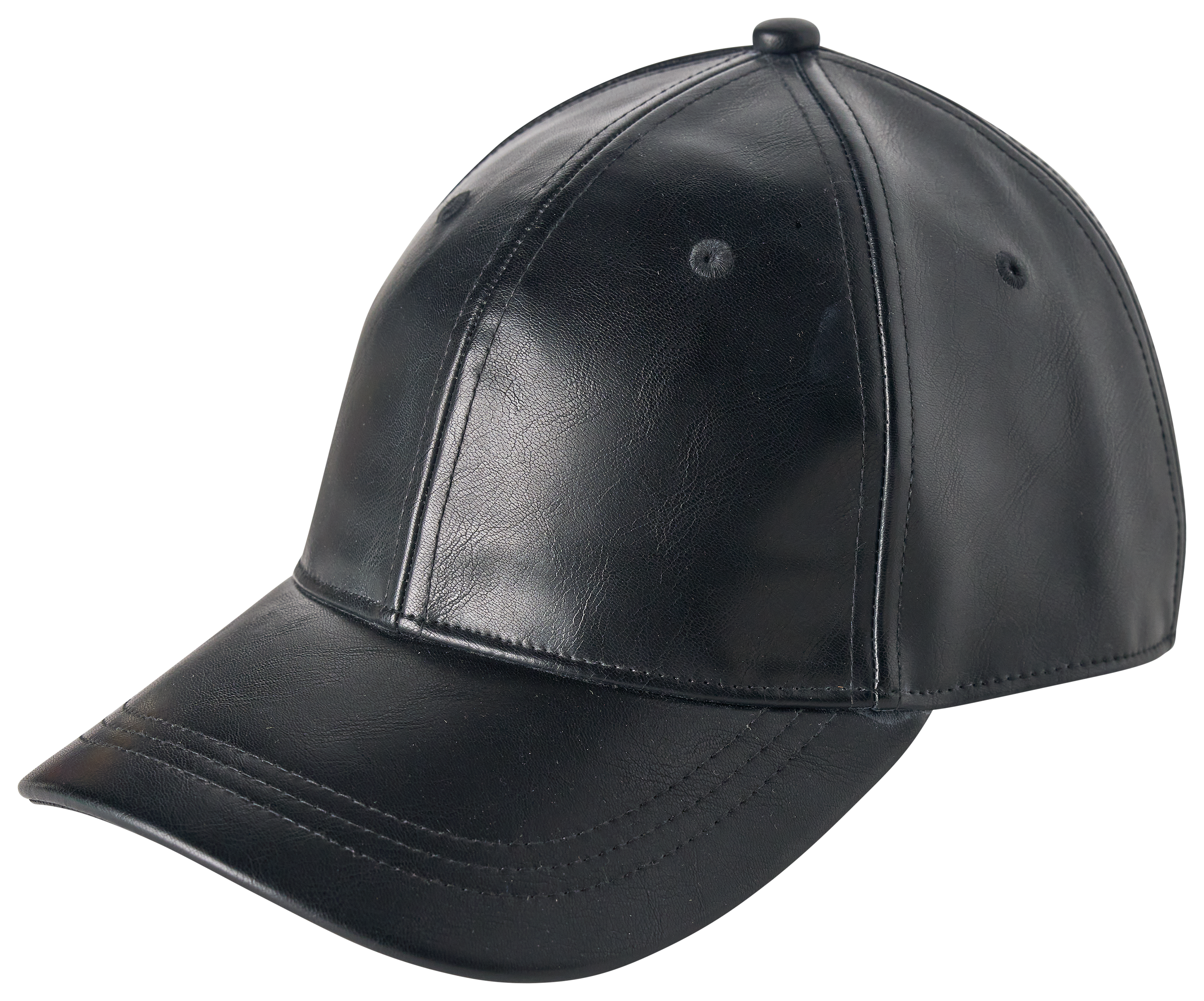 Image of Natural Reflections Faux Leather Adjustable Baseball Cap - Black