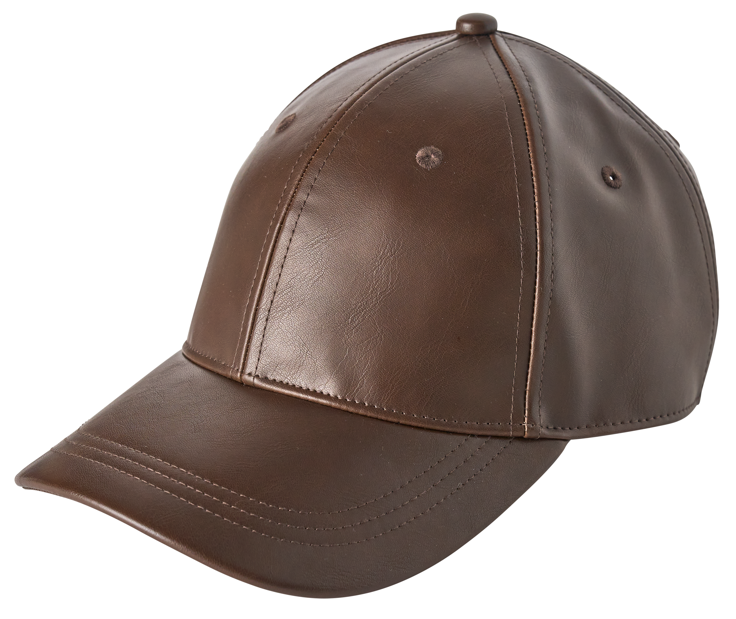 Image of Natural Reflections Faux Leather Adjustable Baseball Cap - French Roast