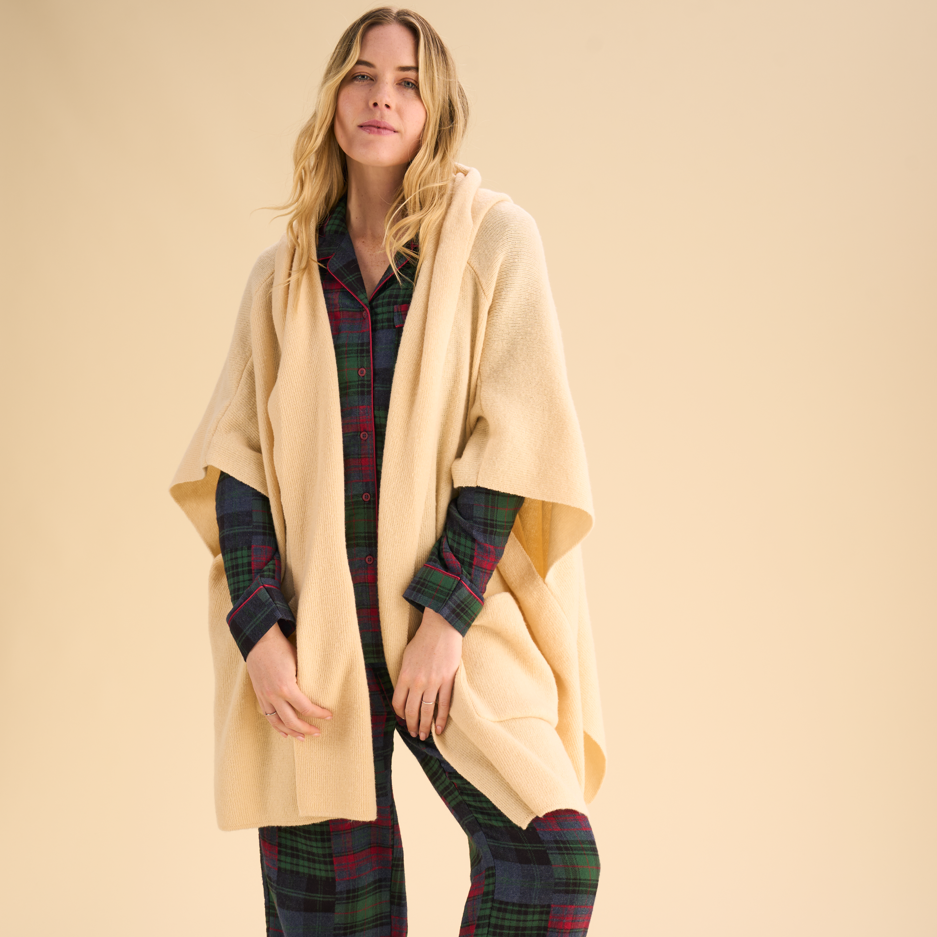 Image of Natural Reflections Sweater-Knit Hooded Cape