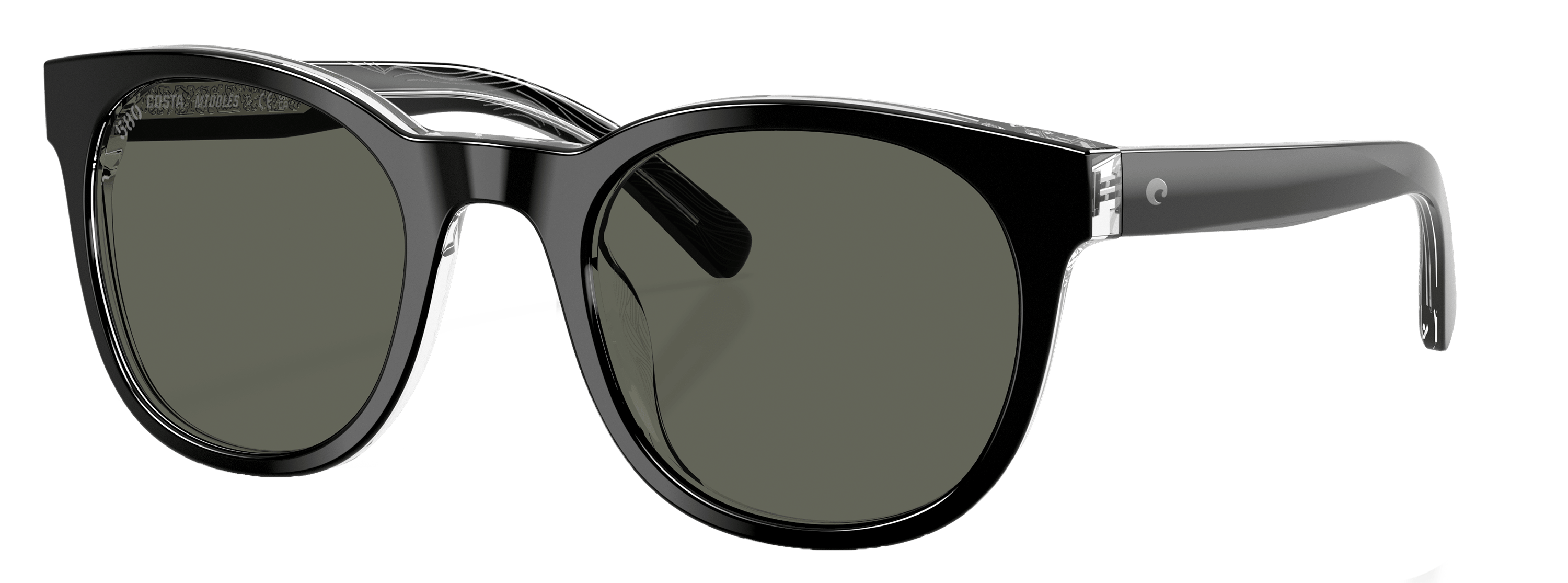 Costa Del Mar Middles 580G Glass Polarized Sunglasses - Black/Gray - Small
