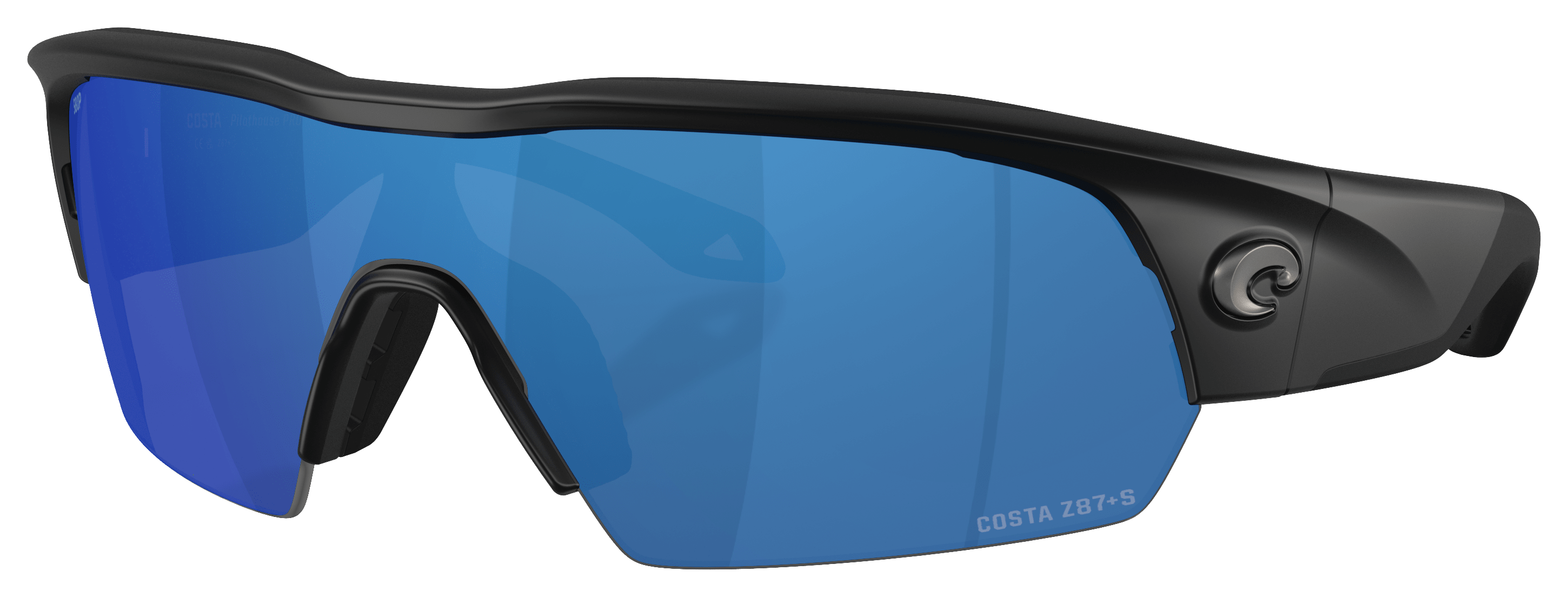 Image of Costa Del Mar Pilothouse Pro 580P Polarized Sunglasses - Matte Black/Blue Mirror - XX-Large