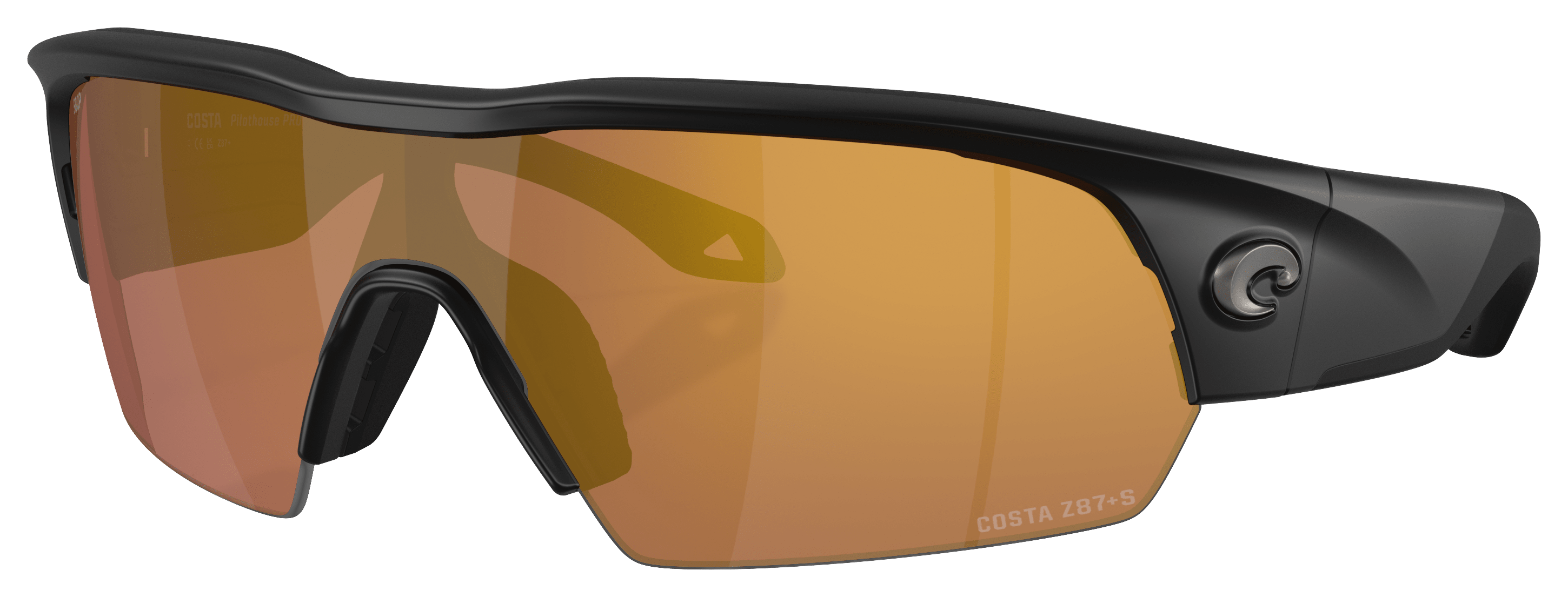 Costa Del Mar Pilothouse Pro 580P Polarized Sunglasses - Matte Black/Gold Mirror - XX-Large