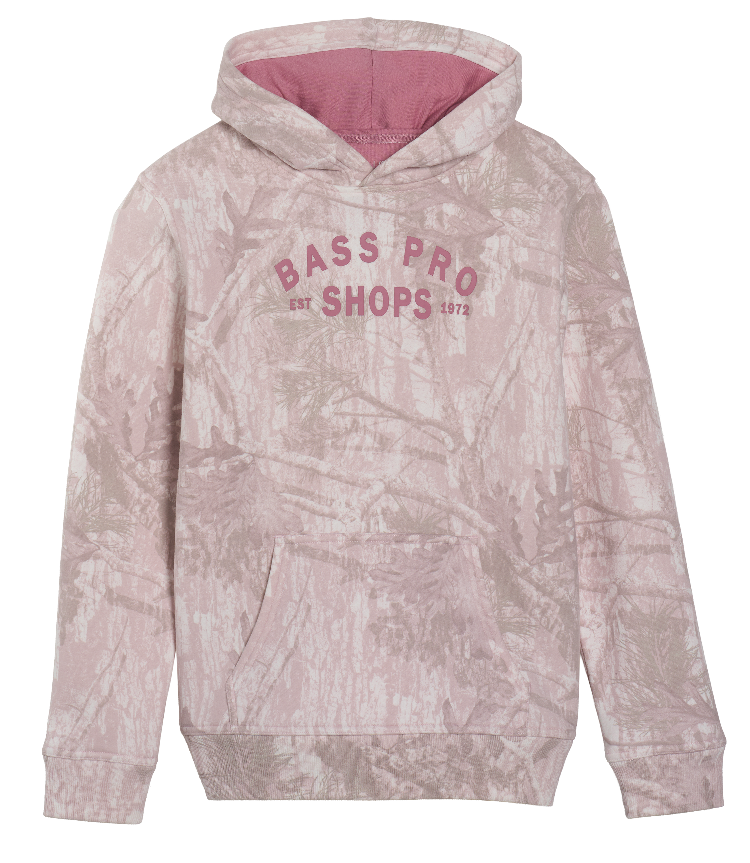 Image of Bass Pro Shops Faded Wash Camo Hoodie for Kids - Foxglove Camo