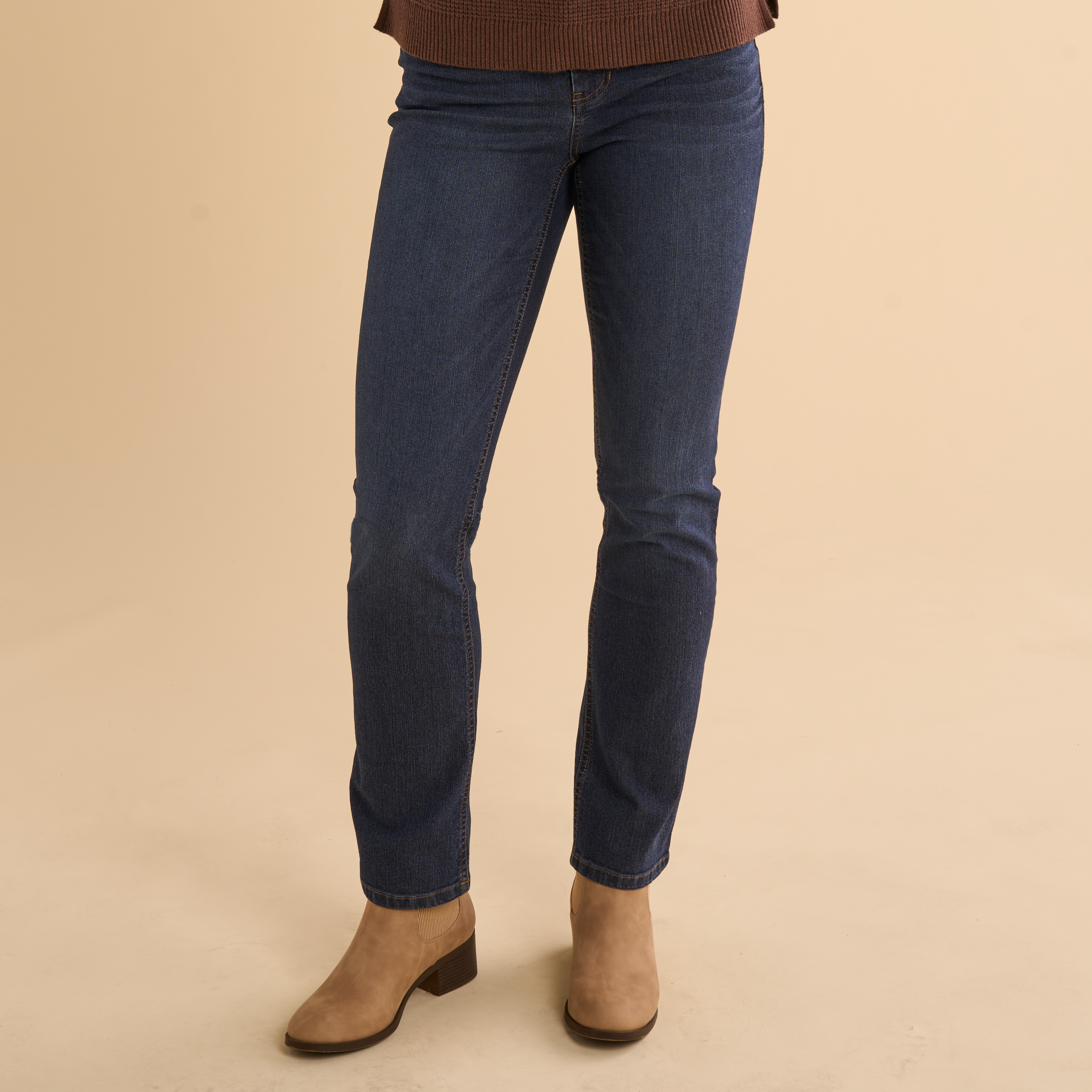Natural Reflections Classic Fit 5-Pocket Straight Leg Jeans - Dark Wash