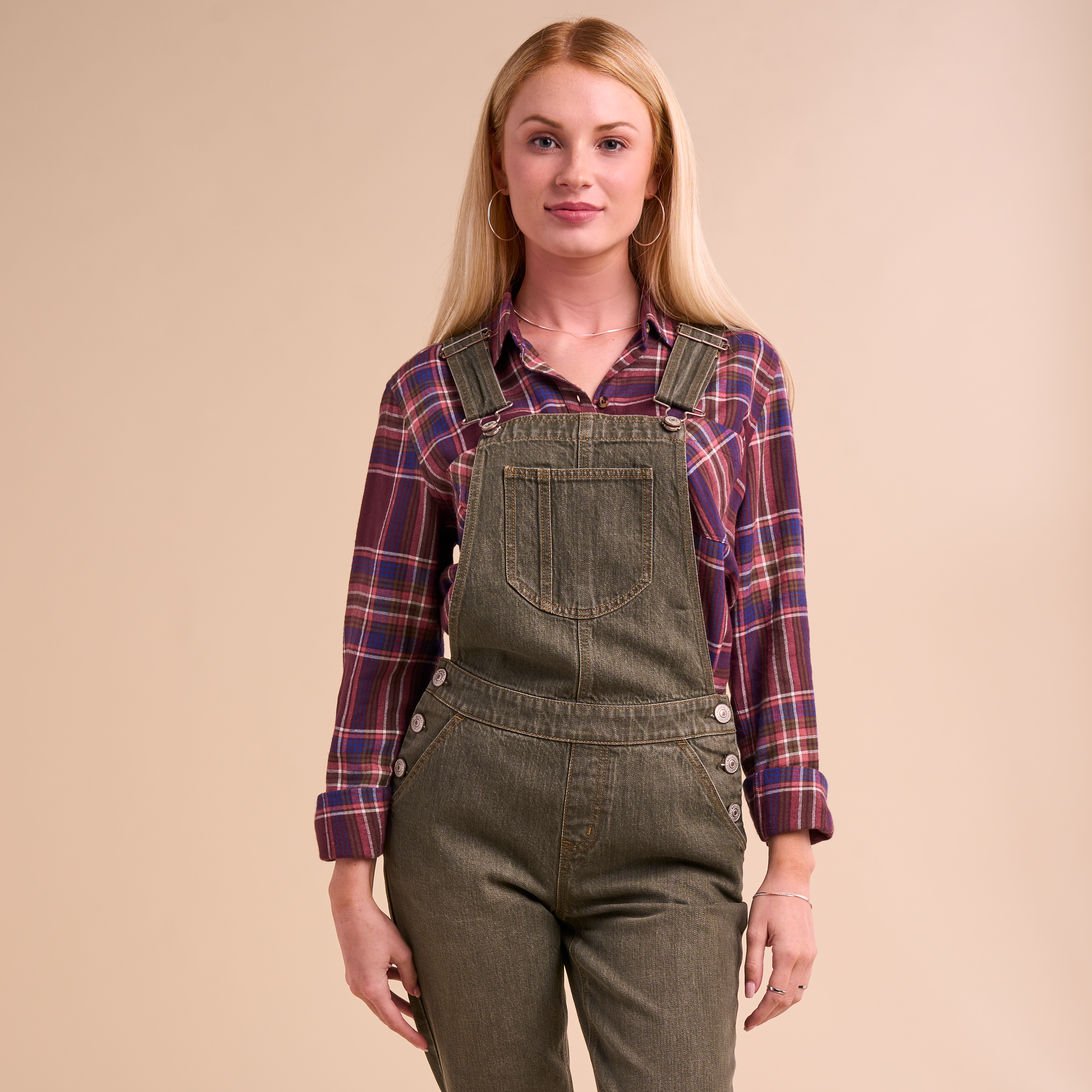 Image of Natural Reflections Luna Bay Denim Overalls - Rifle Green