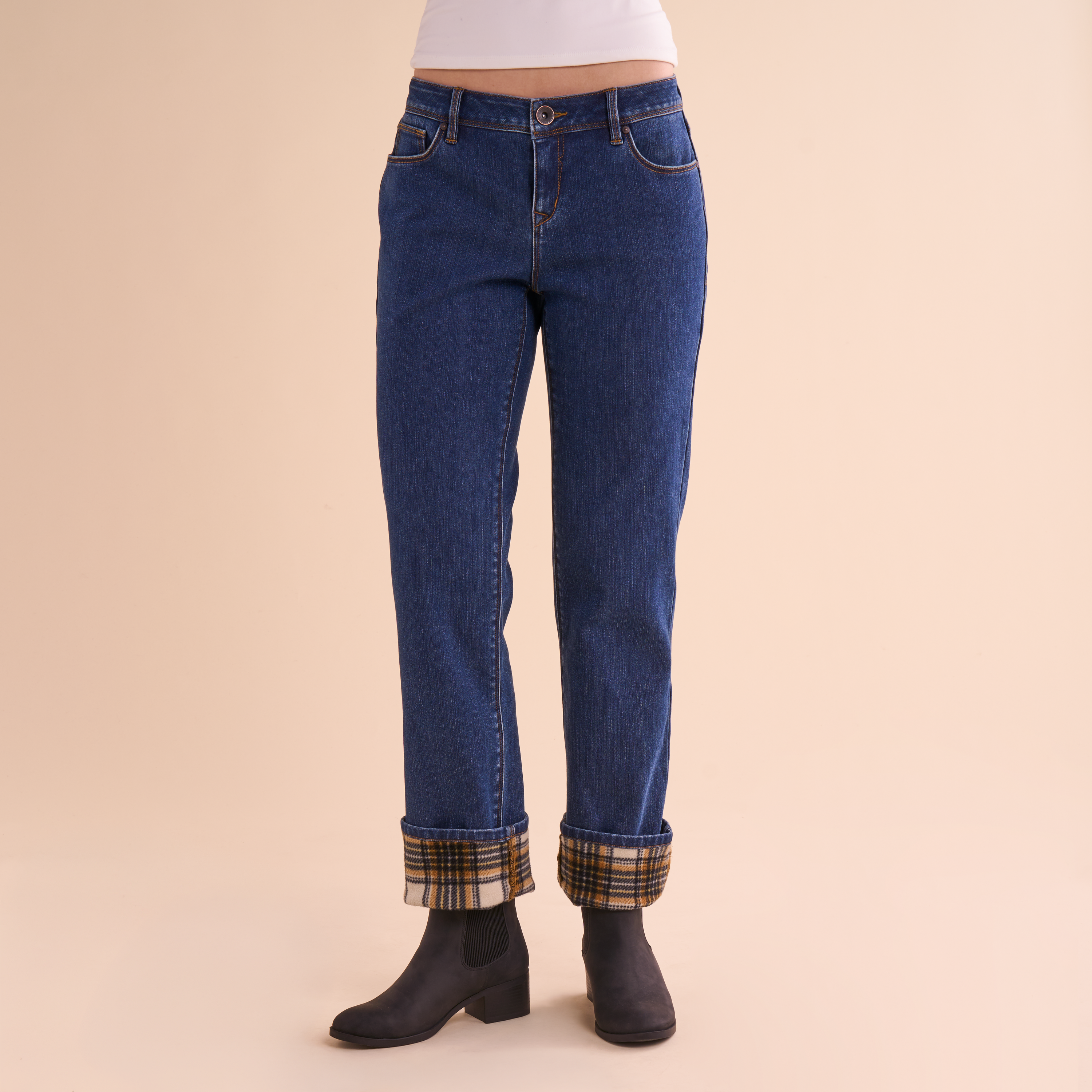 Image of Natural Reflections Bonded Fleece-Lined Jeans - Dark Wash