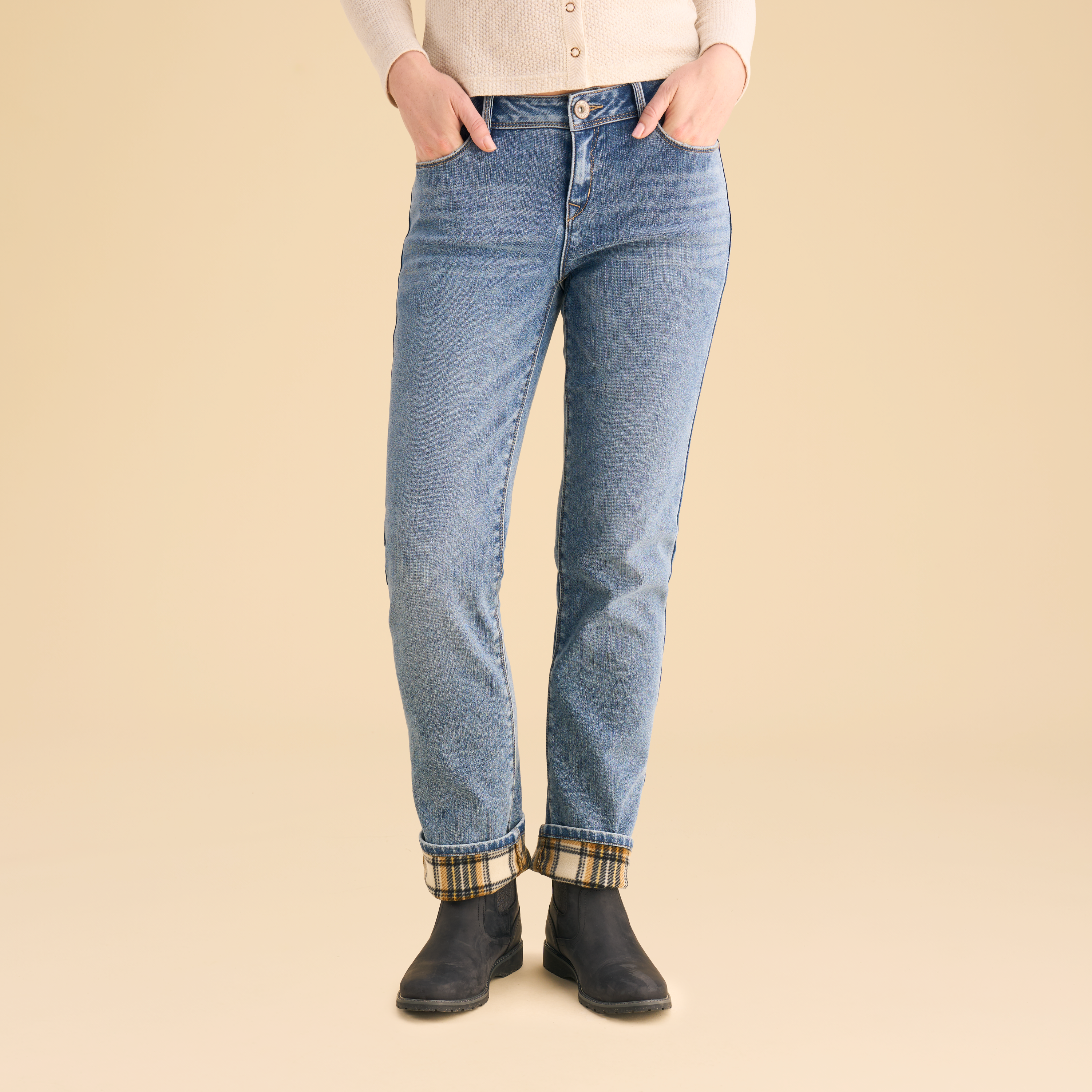 Image of Natural Reflections Bonded Fleece-Lined Jeans - Medium Wash