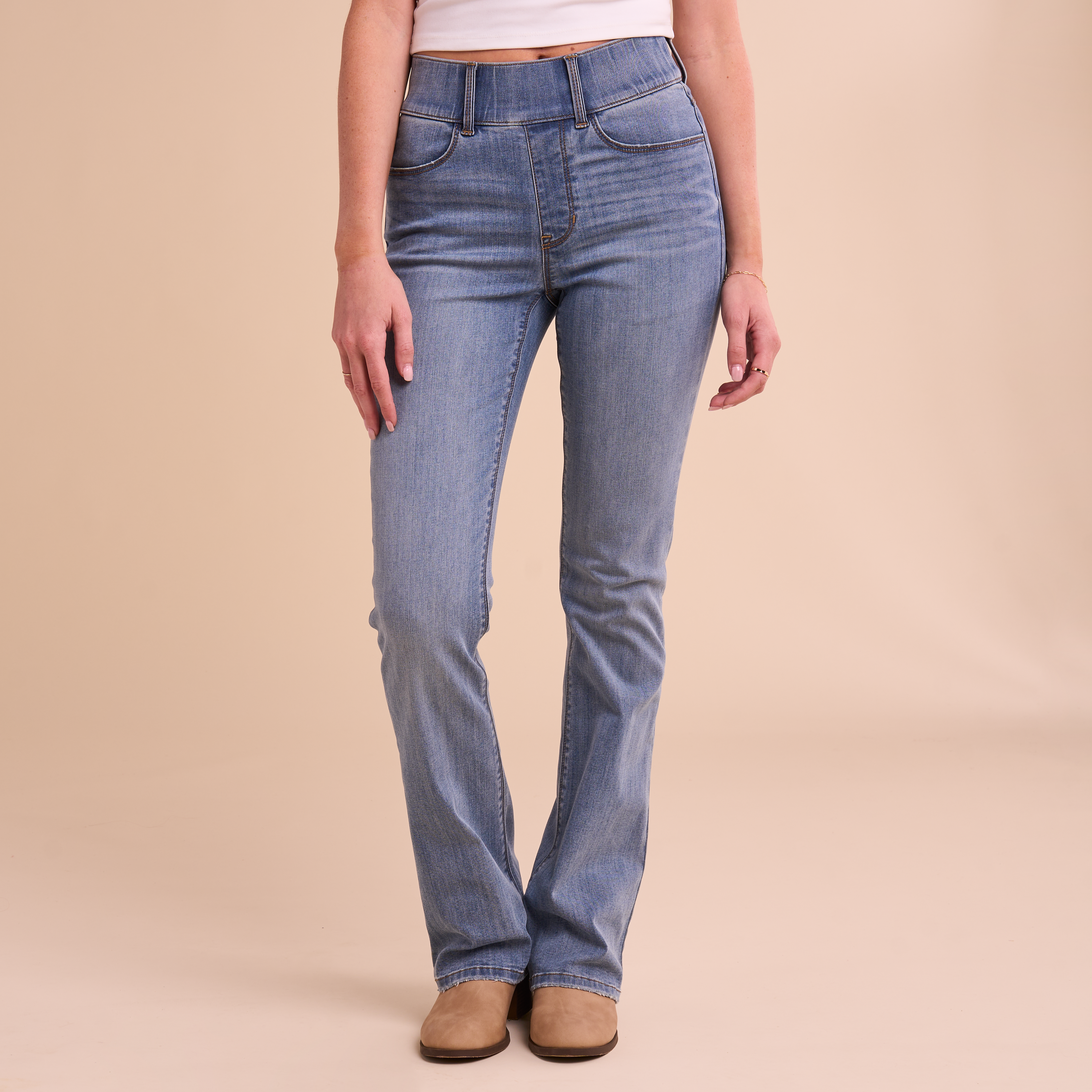 Image of Natural Reflections Ab Slimmer Lucy Flare-Leg Jeans - Light Wash