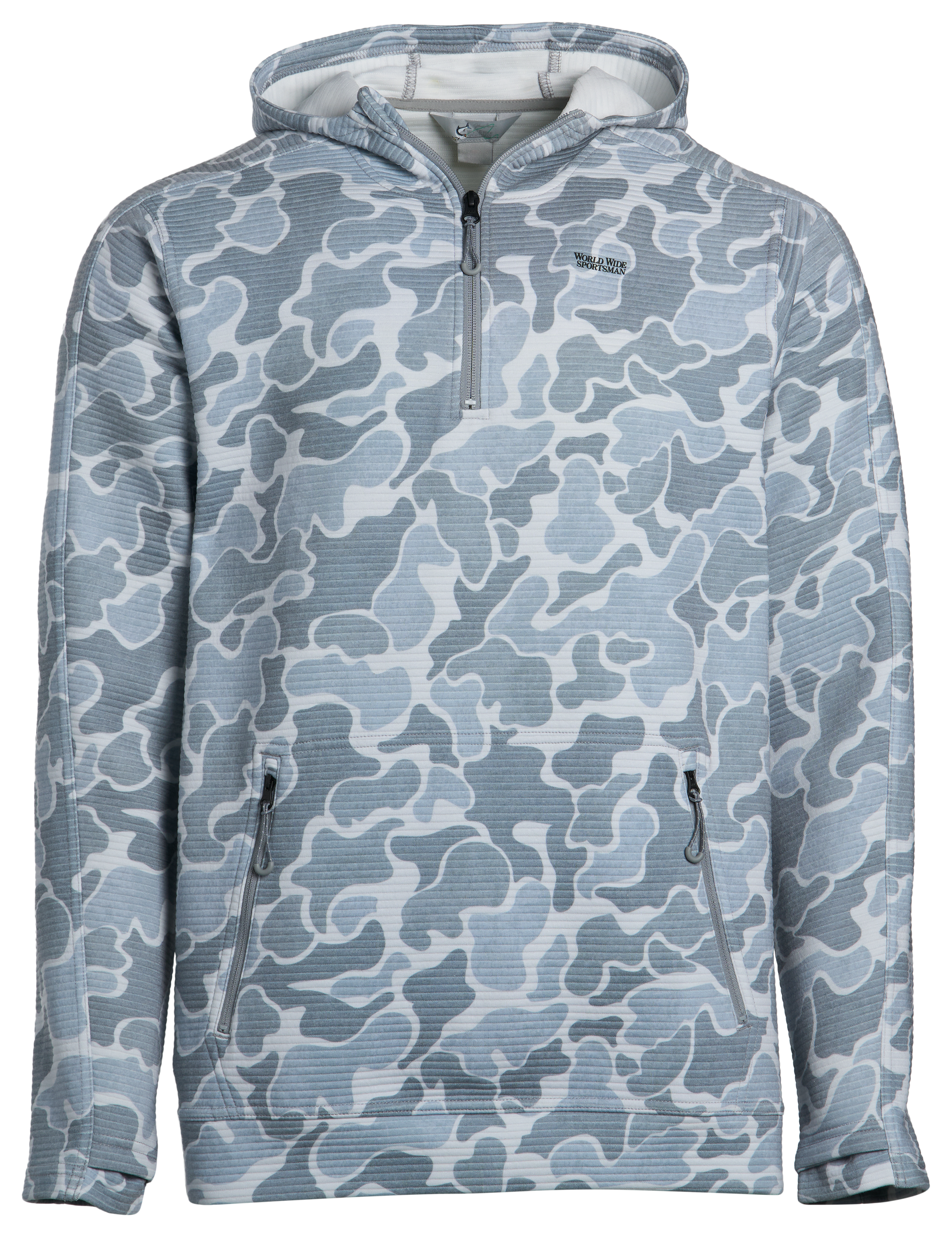 Image of World Wide Sportsman Tech Hooded Quarter-Zip Pullover - Vintage Camo