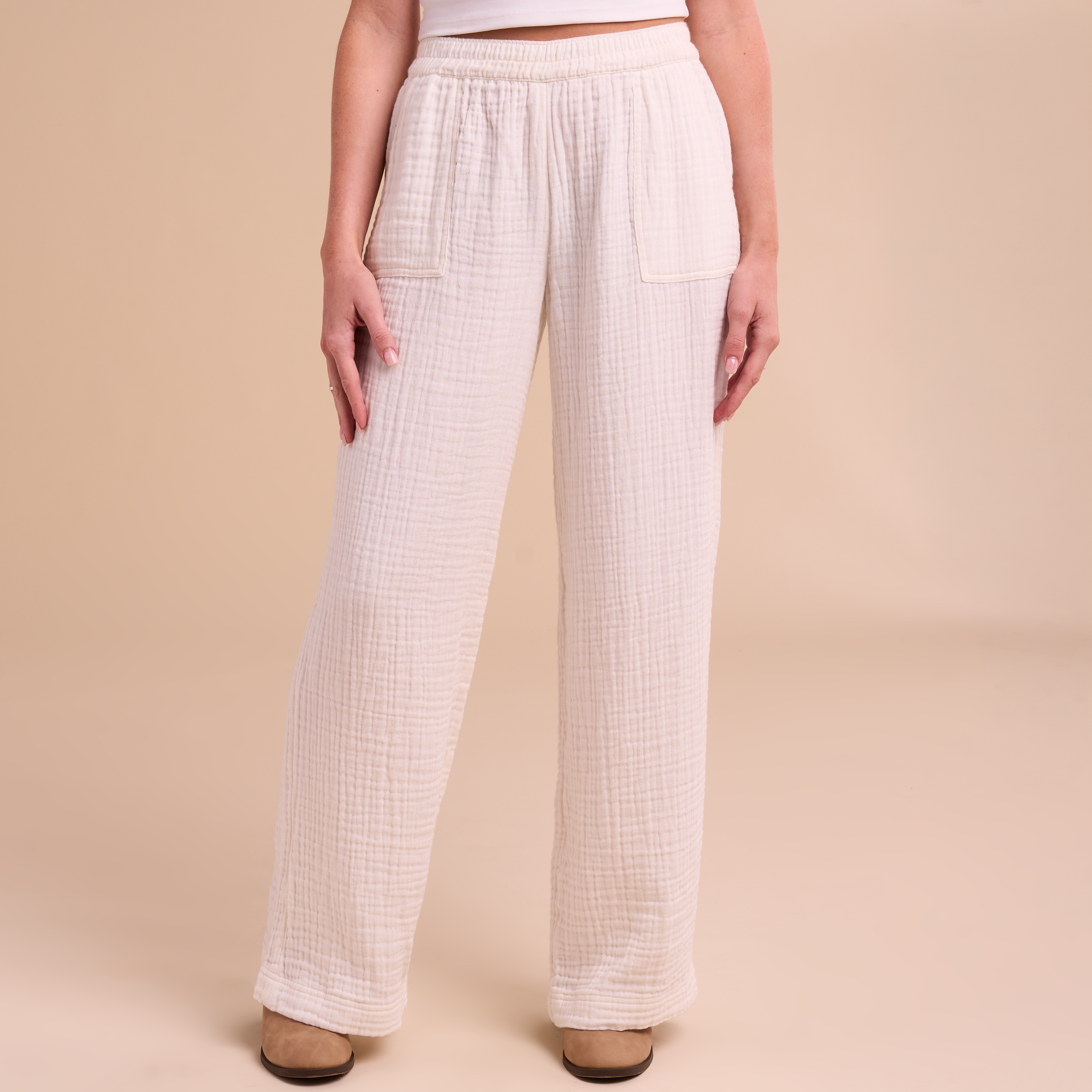 Image of Natural Reflections Wide Leg Double Cloth Pants