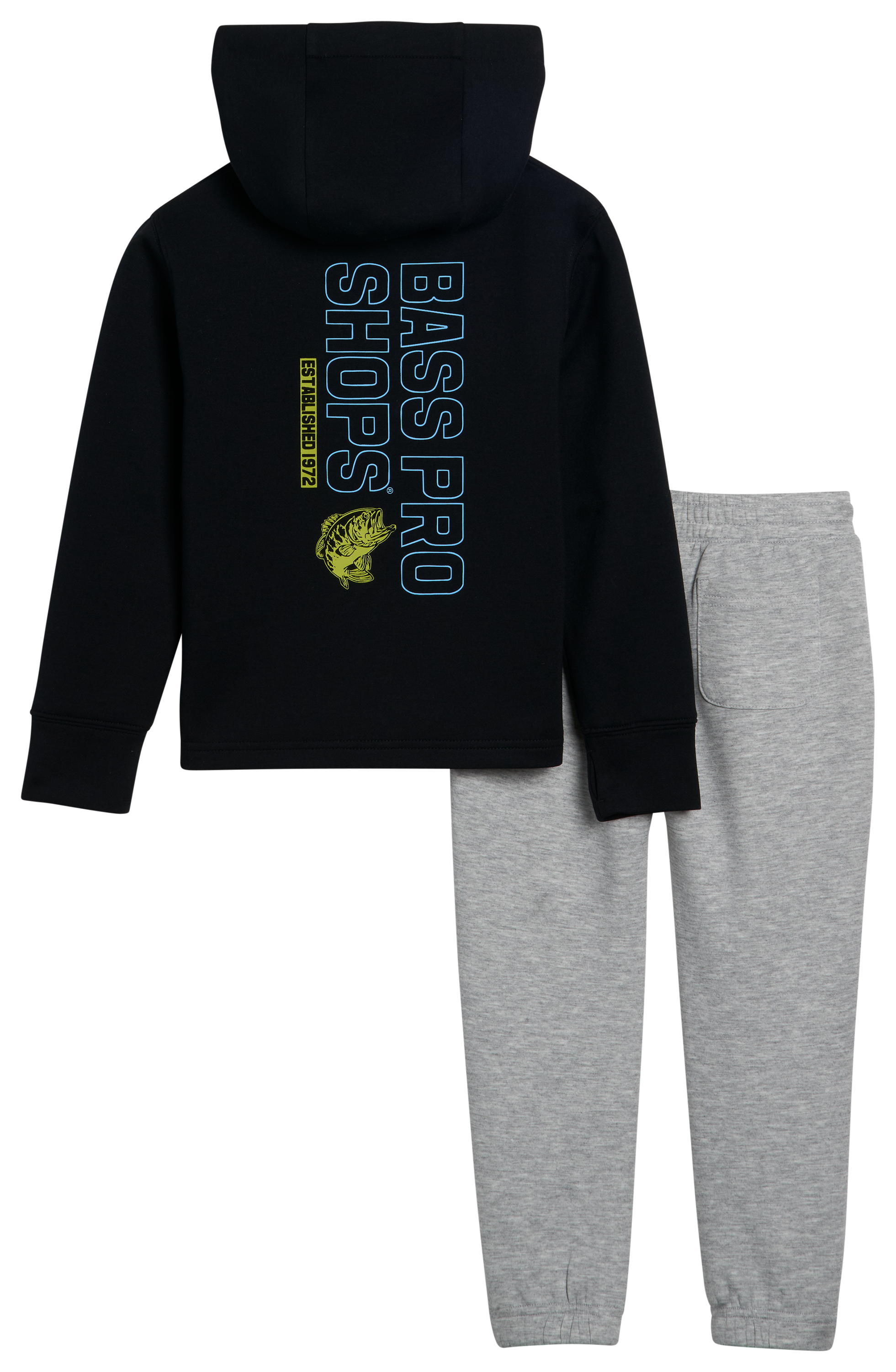 Image of Bass Pro Shops Performance Hoodie and Joggers Set for Toddlers - Black/Gray