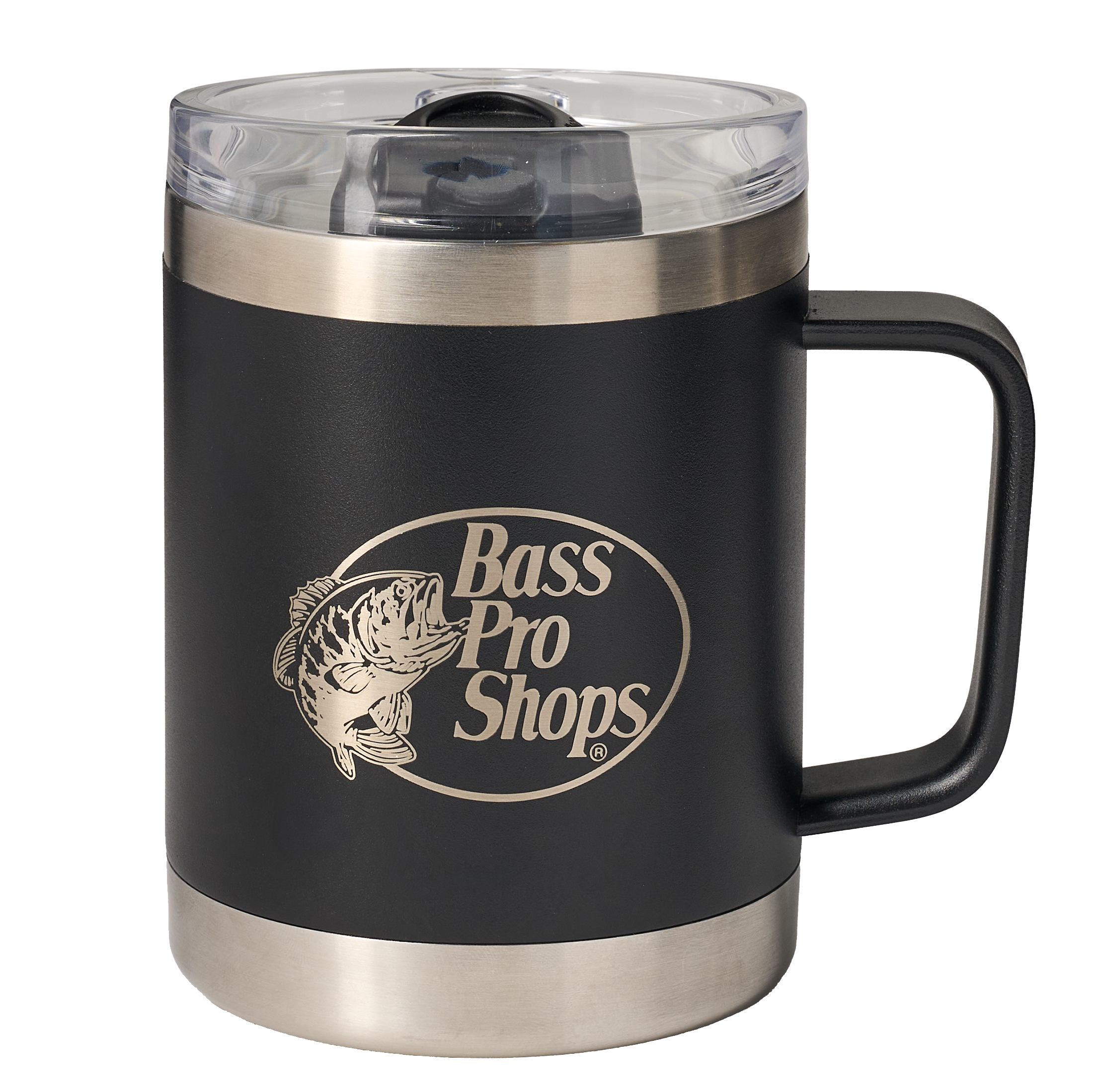 Image of Bass Pro Shops 14-oz. Ceramic-Lined Coffee Mug with Multifunction Lid - Black