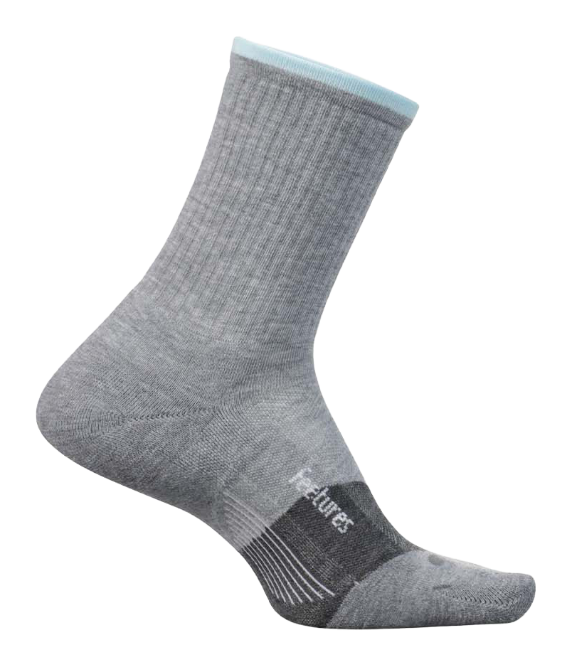 Image of Feetures Trail Max Cushion Mini Crew Socks for Women - Light Gray